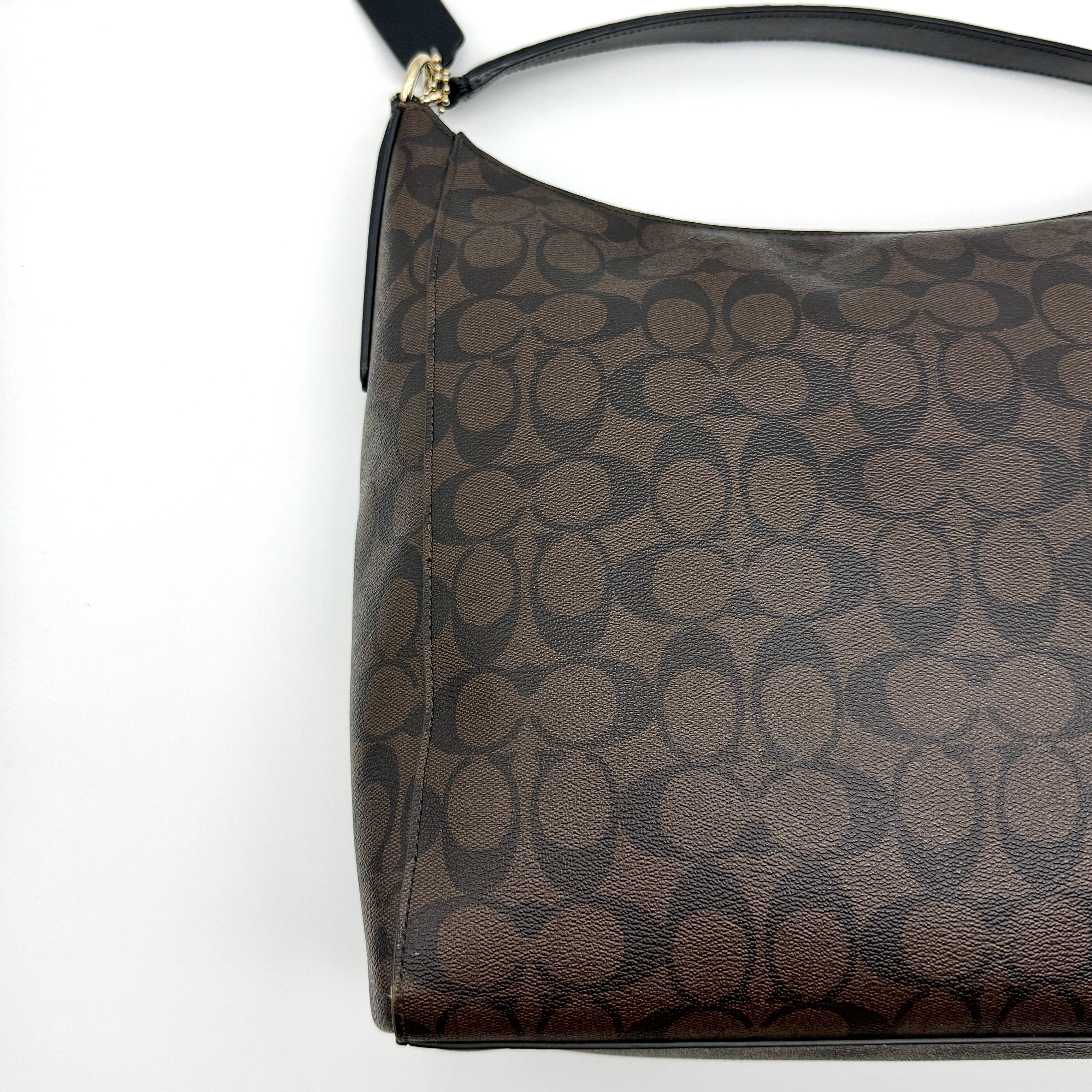 Coach Signature Hobo PVC Shoulder Bag Brown
