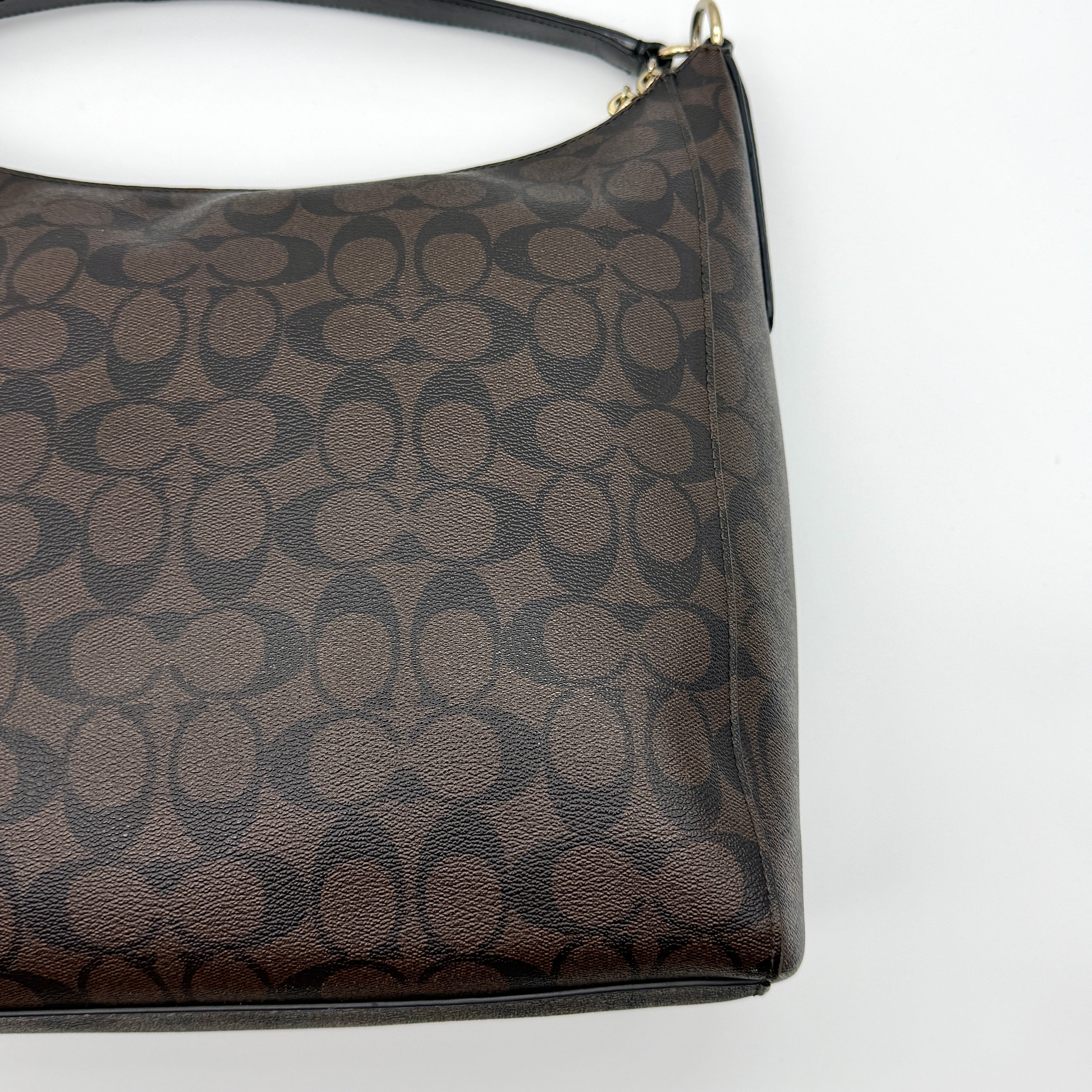 Coach Signature Hobo PVC Shoulder Bag Brown