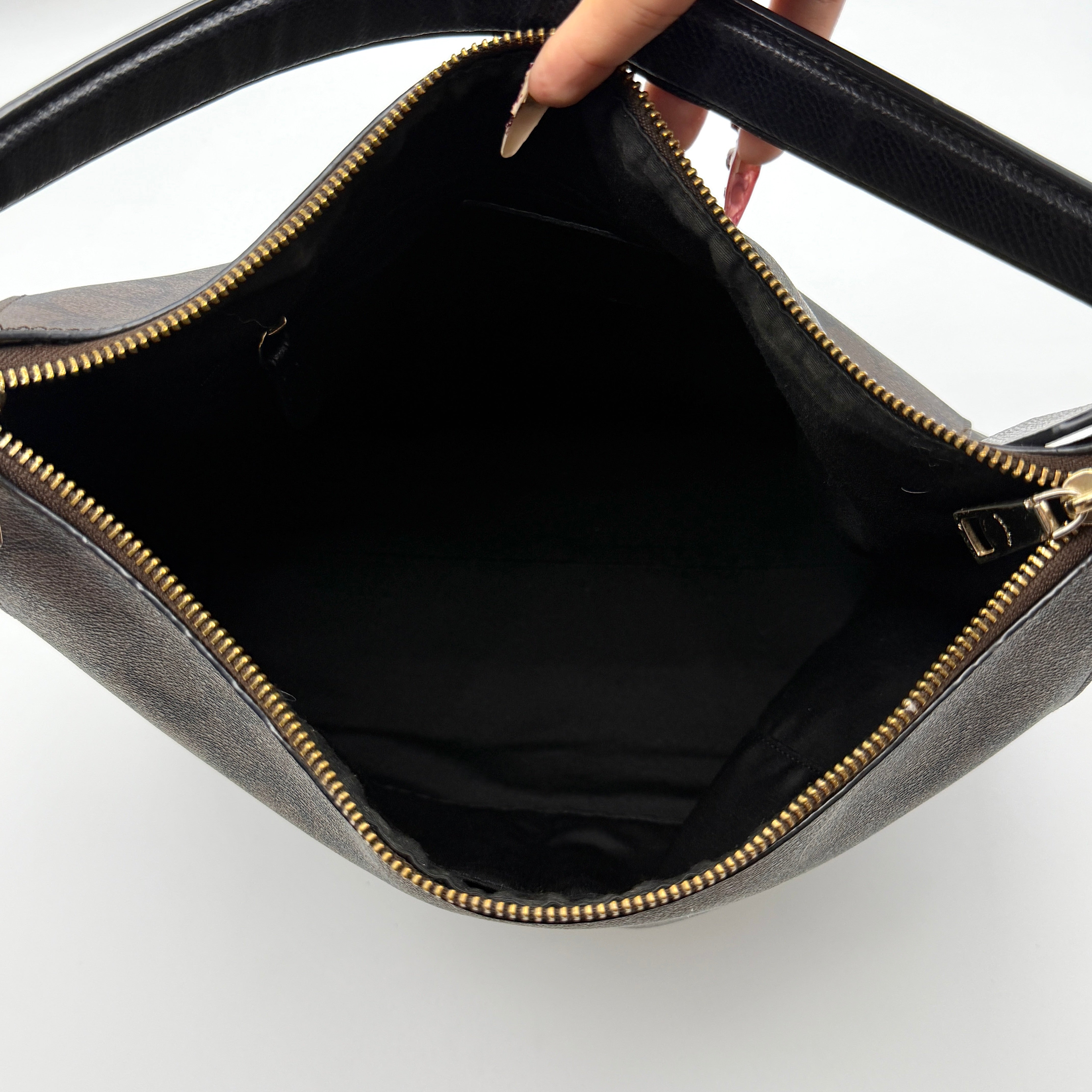 Coach Signature Hobo PVC Shoulder Bag Brown