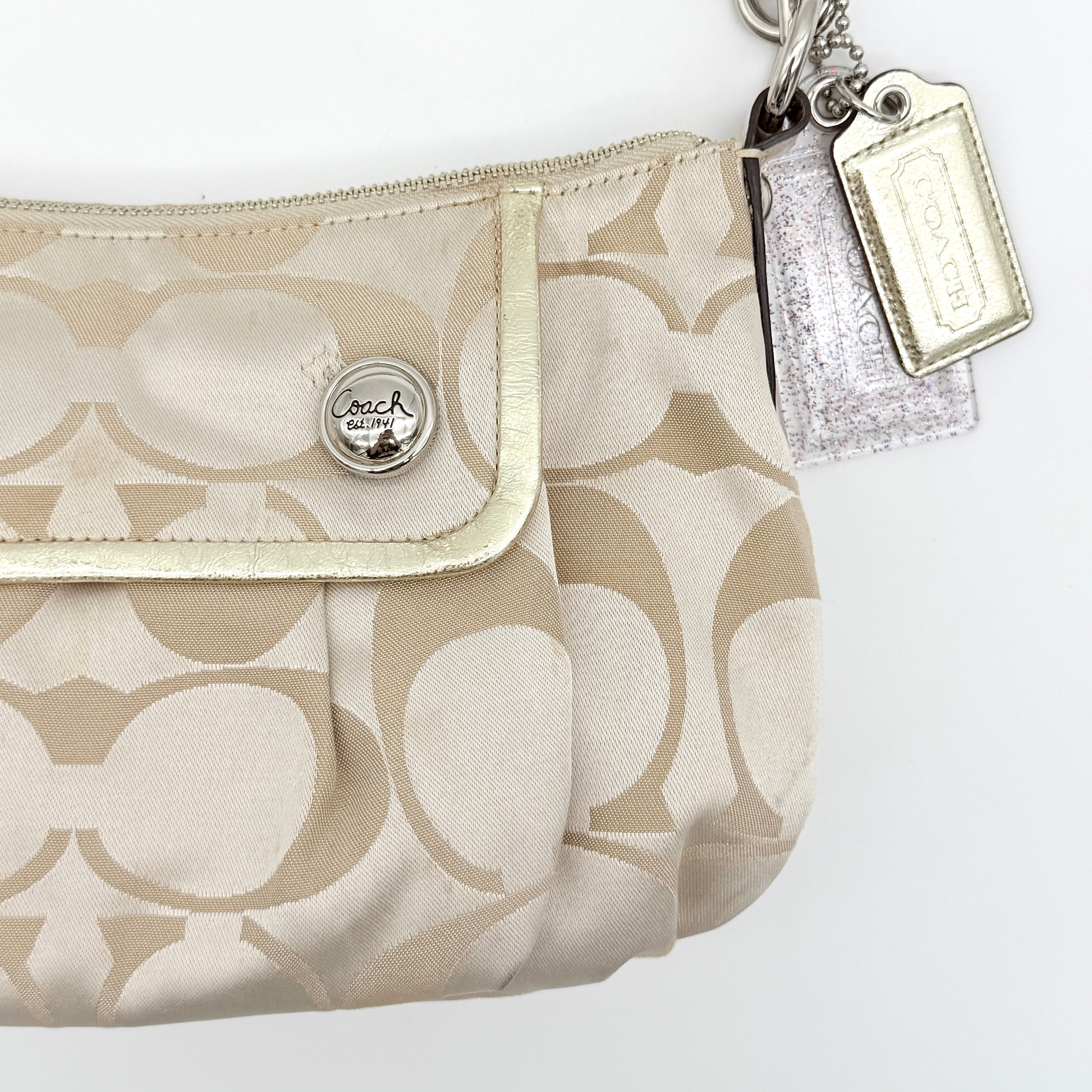 Coach 2Way Signature Poppy Shoulder Bag Cream/Gold