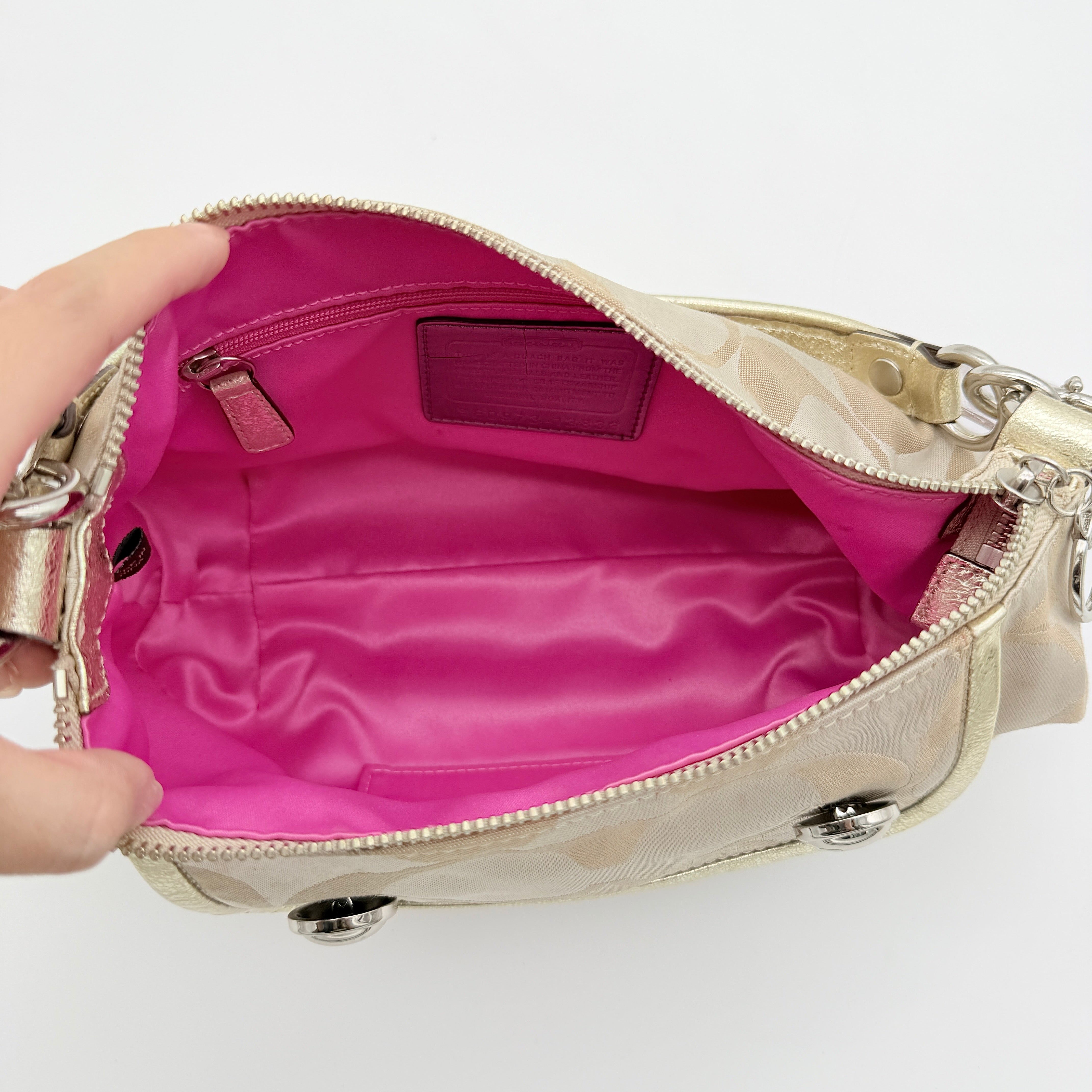 Coach 2Way Signature Poppy Shoulder Bag Cream/Gold