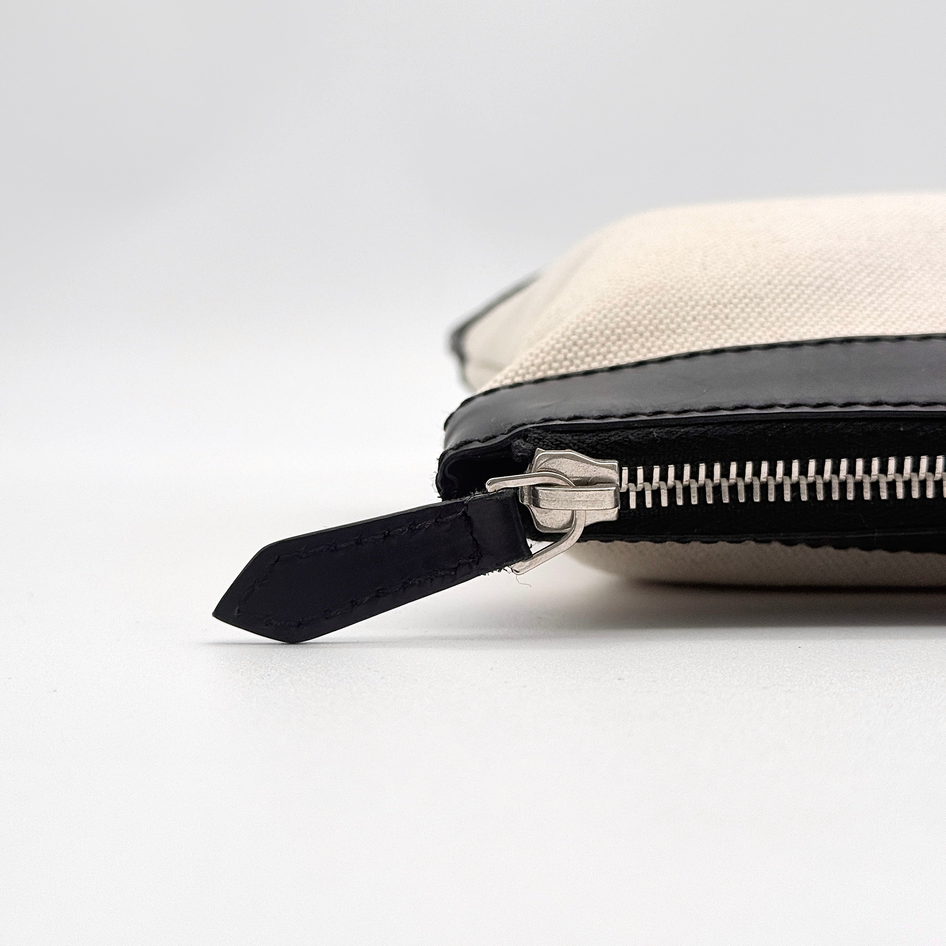 Balenciaga Canvas Navy Clip Clutch Bag Cream