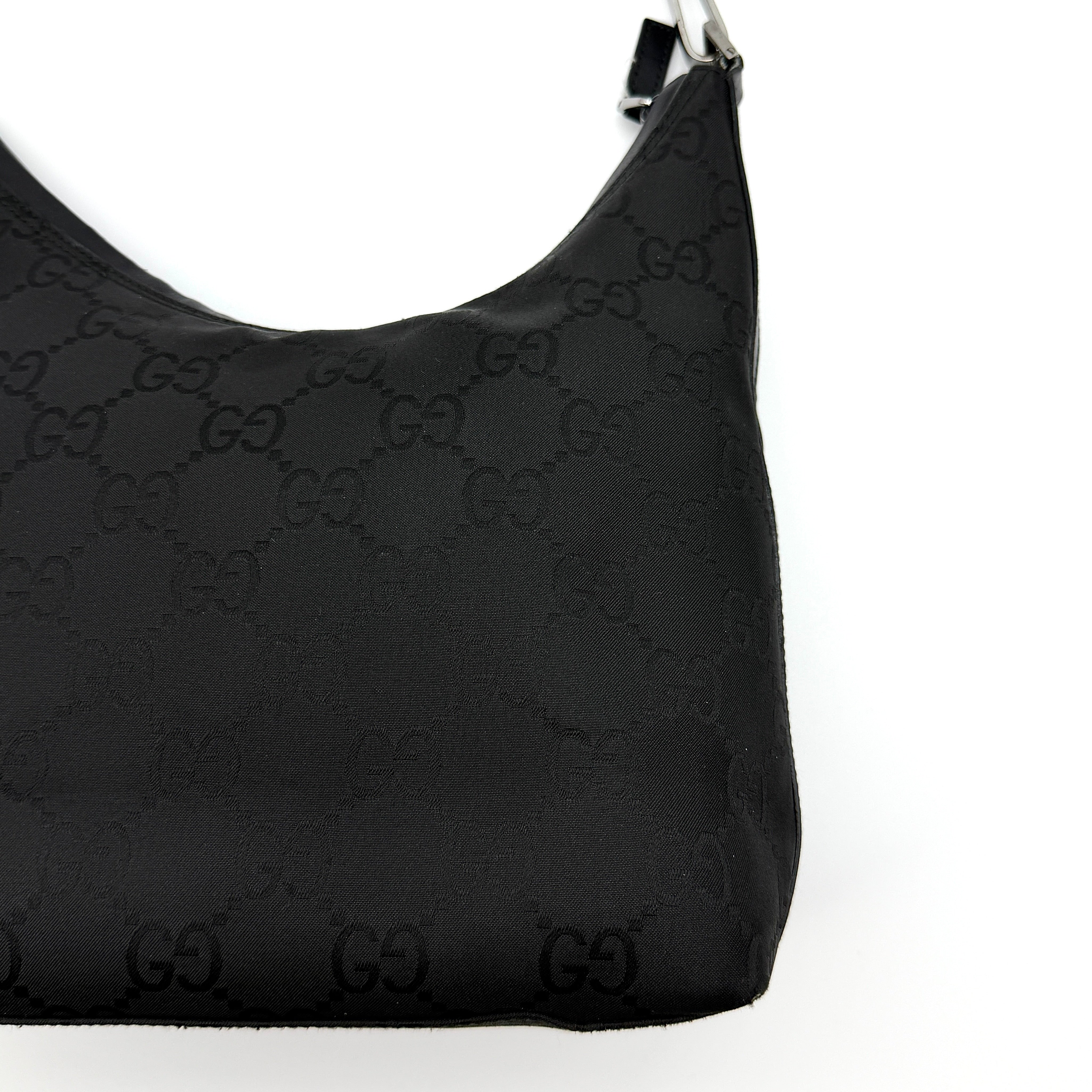 Gucci GG Monogram Nylon Shoulder Bag Black