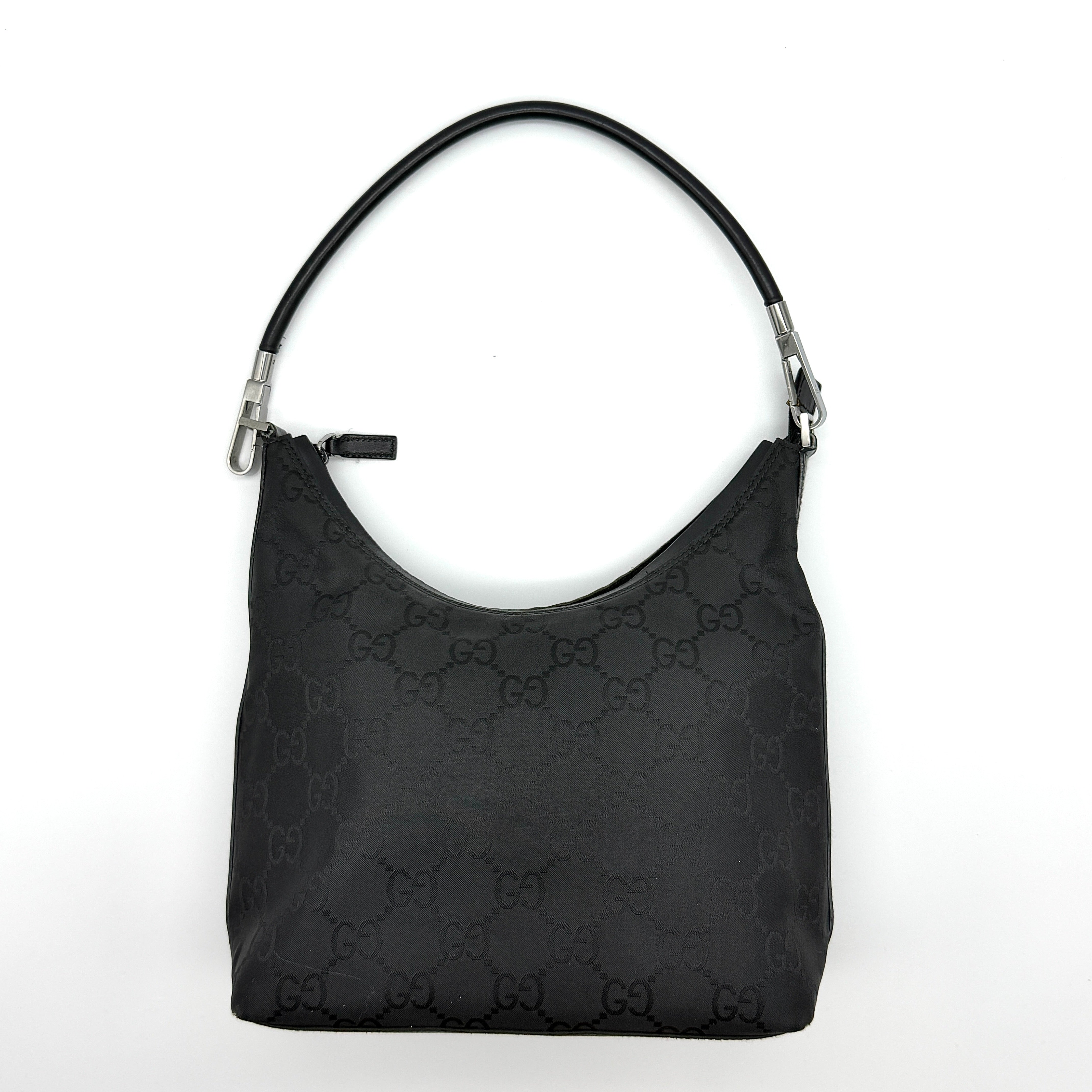 Gucci GG Monogram Nylon Shoulder Bag Black