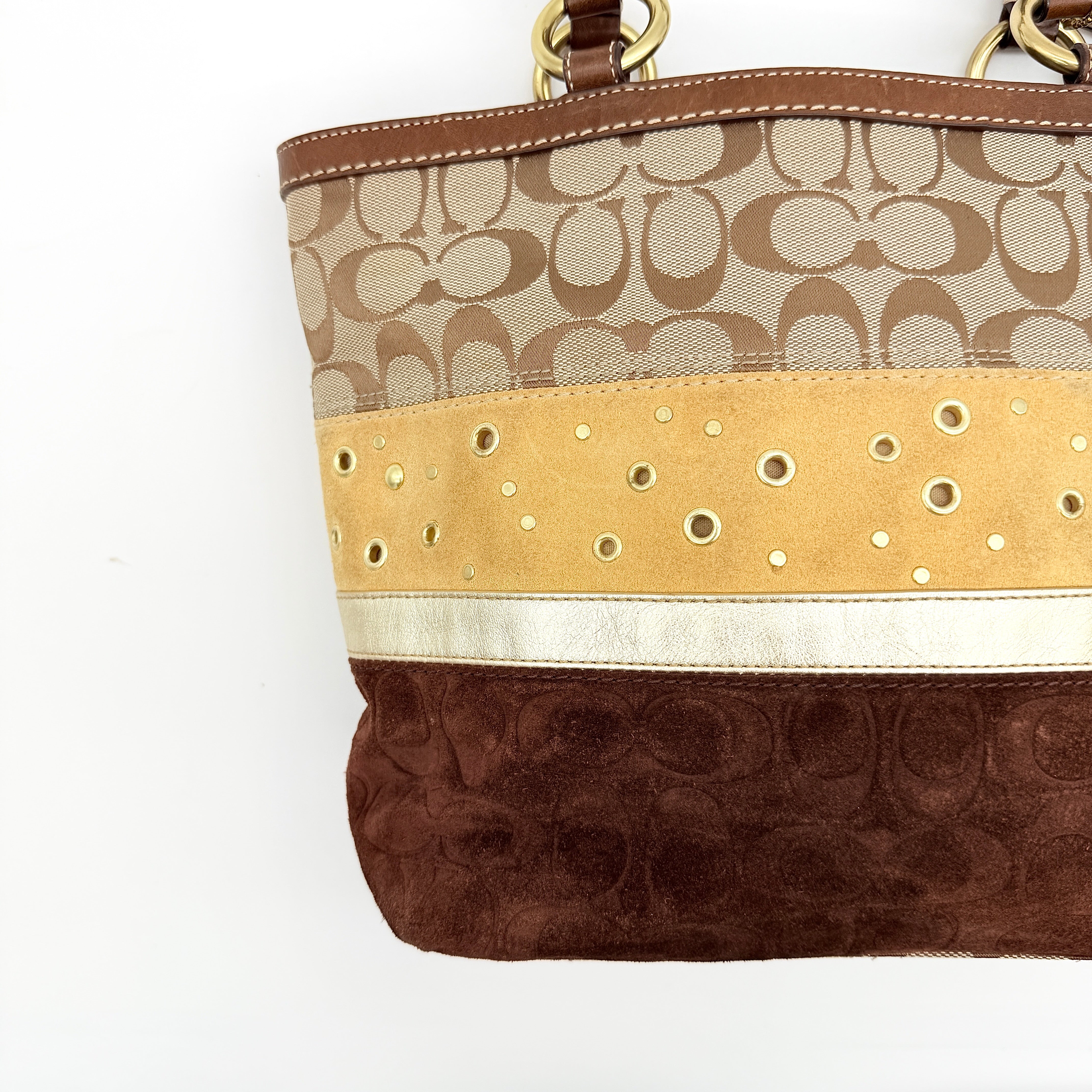 Coach Y2K Signature Patchwork Tote Bag Brown