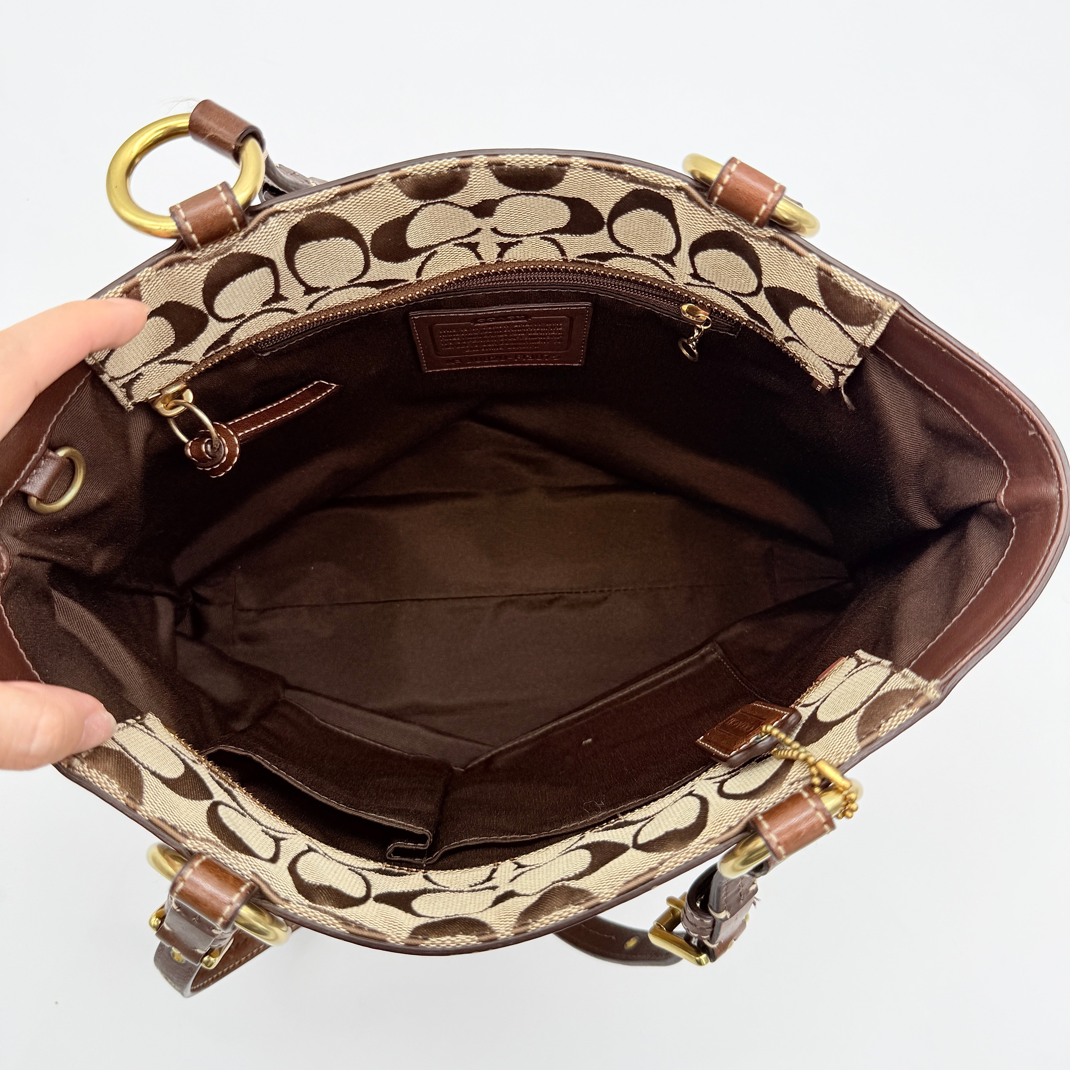 Coach Y2K Signature Patchwork Tote Bag Brown