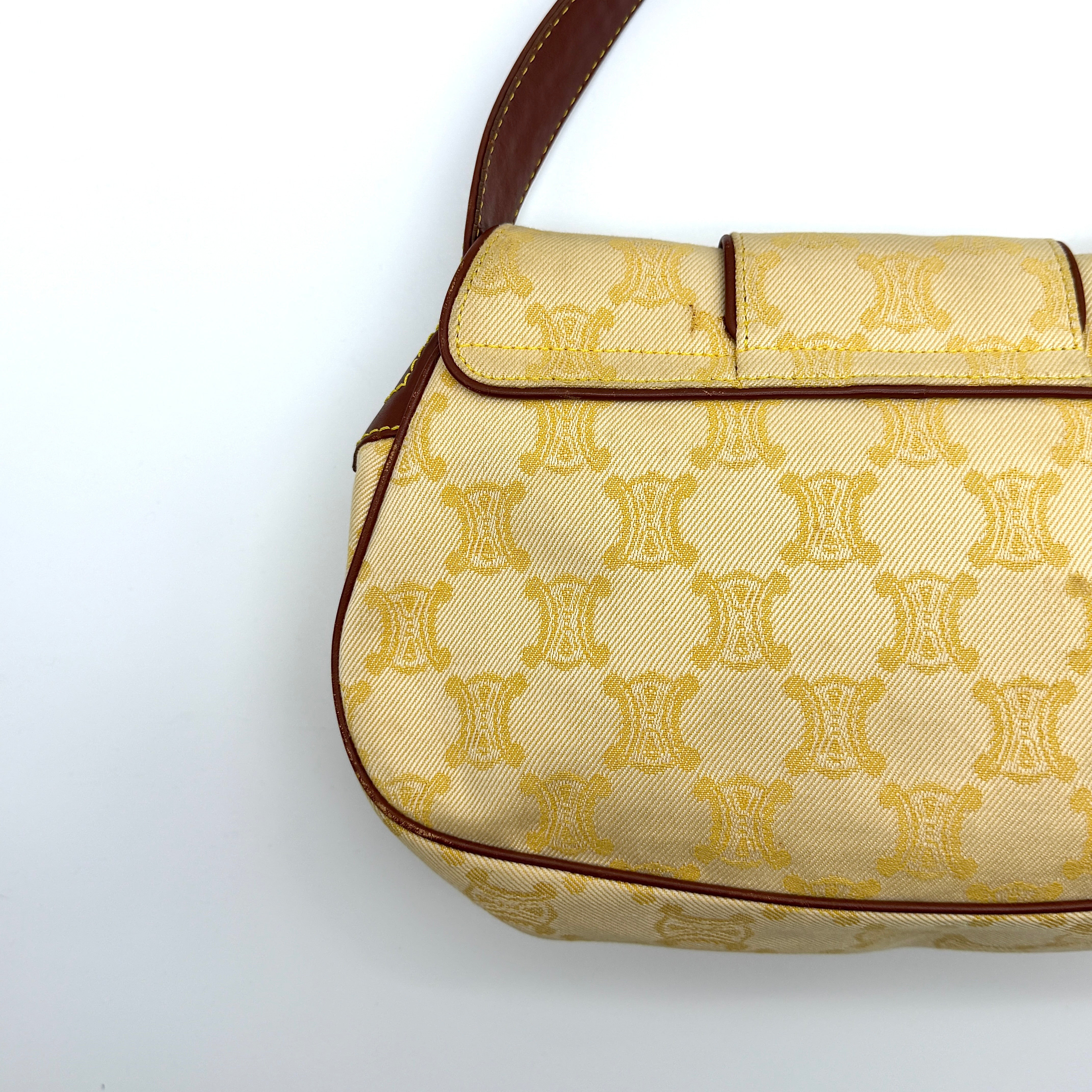 Celine Triomphe Macadam One Shoulder Bag Beige/Brown