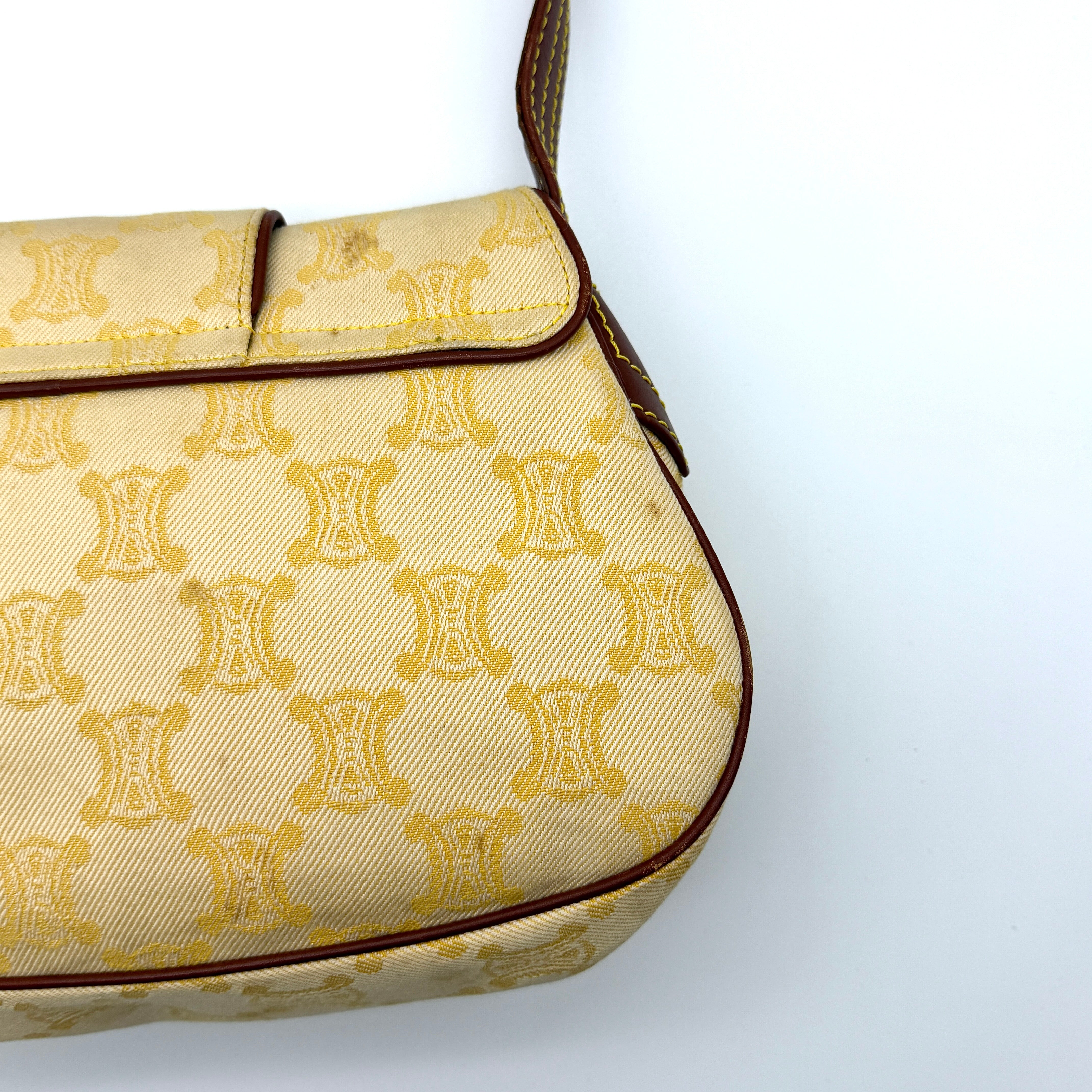 Celine Triomphe Macadam One Shoulder Bag Beige/Brown