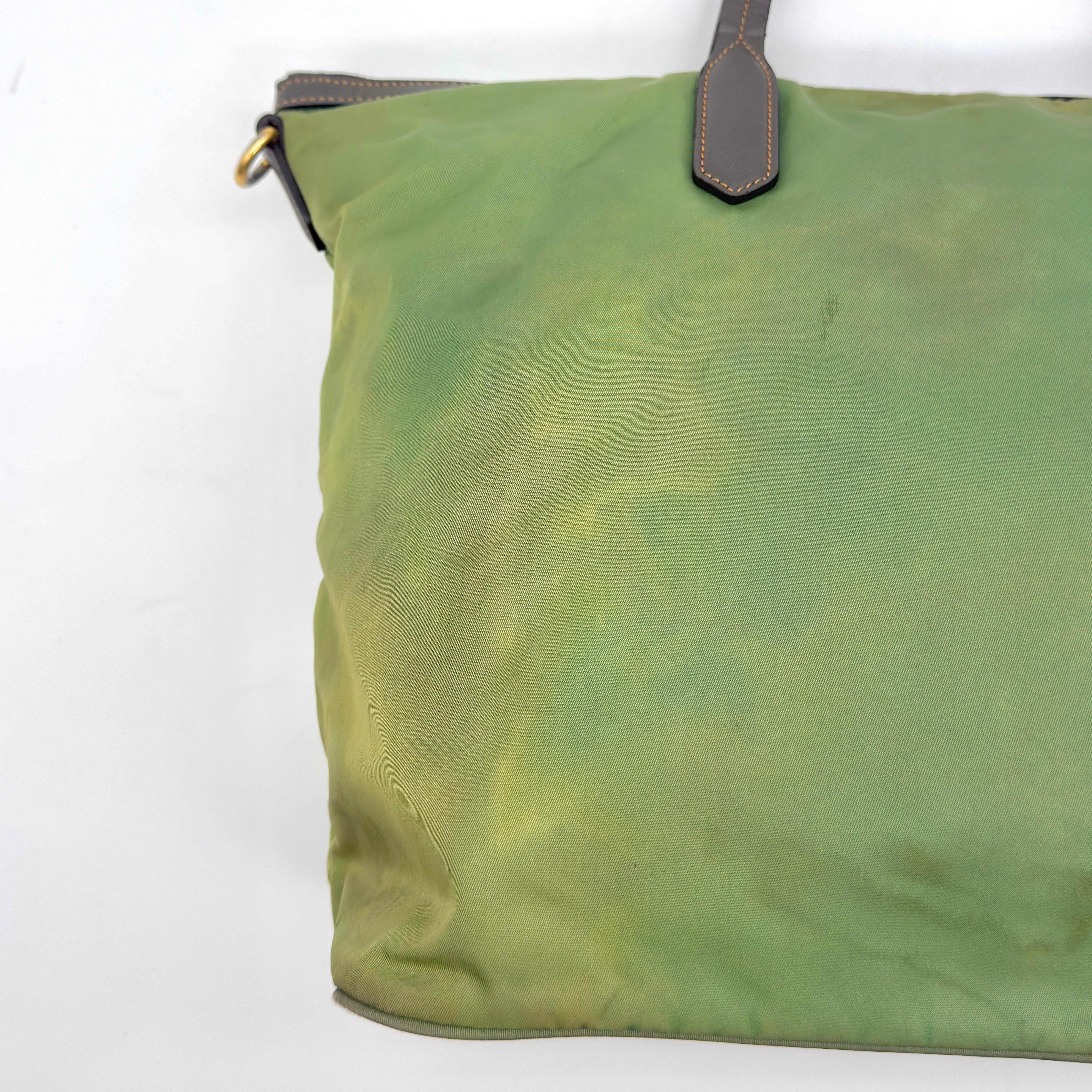 Prada 2Way Nylon Tote Bag Green