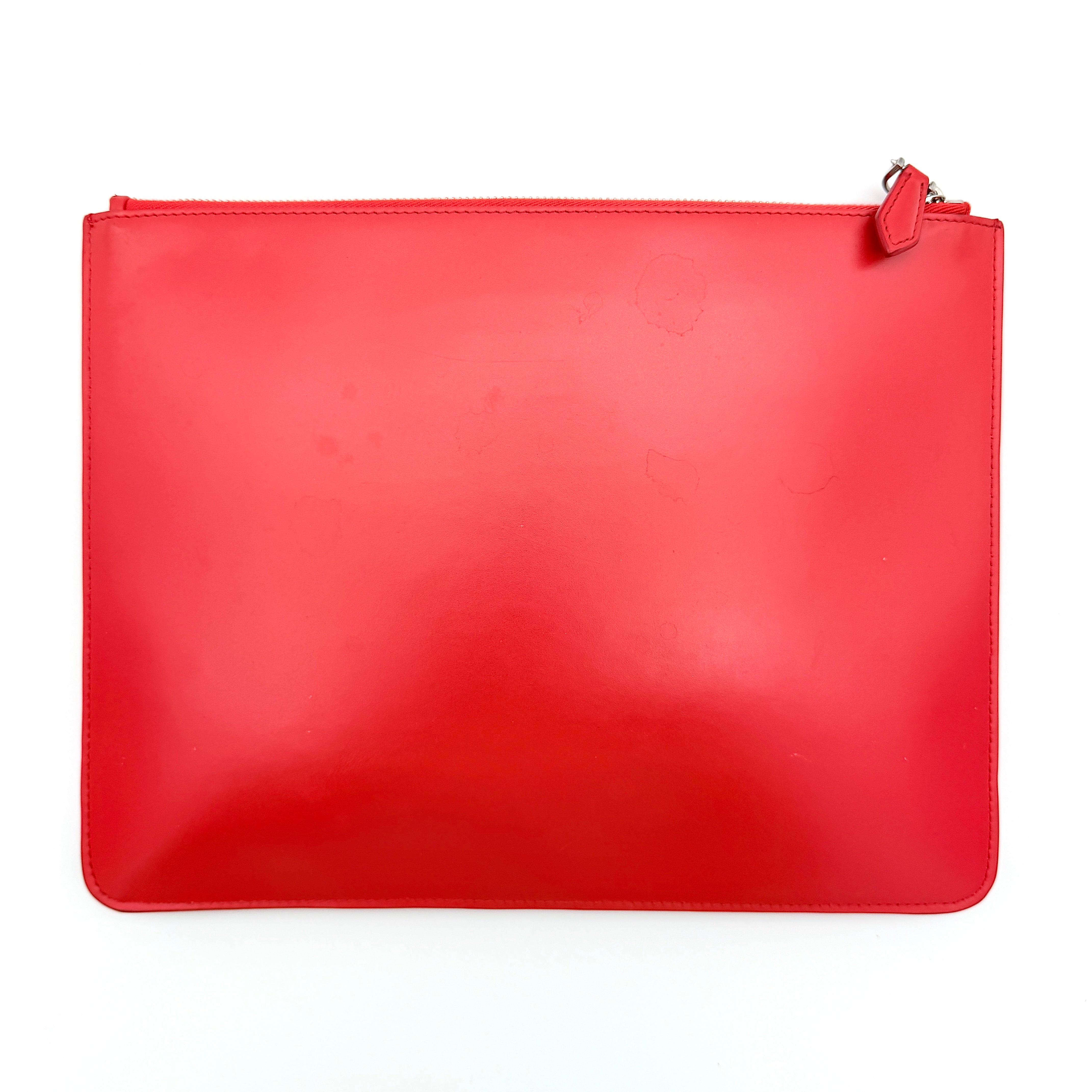 Givenchy Logo Print Leather Clutch Bag Red
