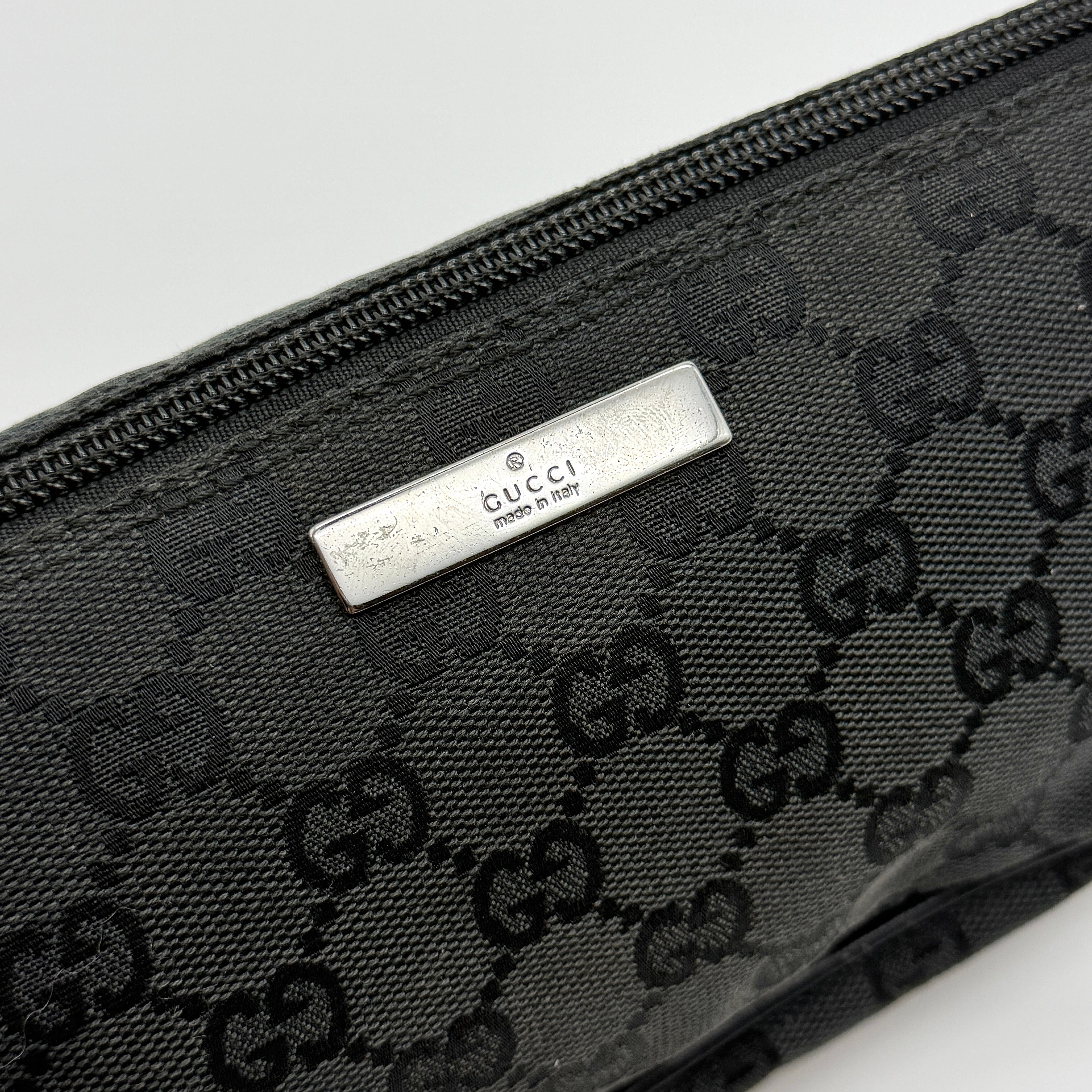 Gucci GG Monogram Pochette Boat Shoulder Bag Black
