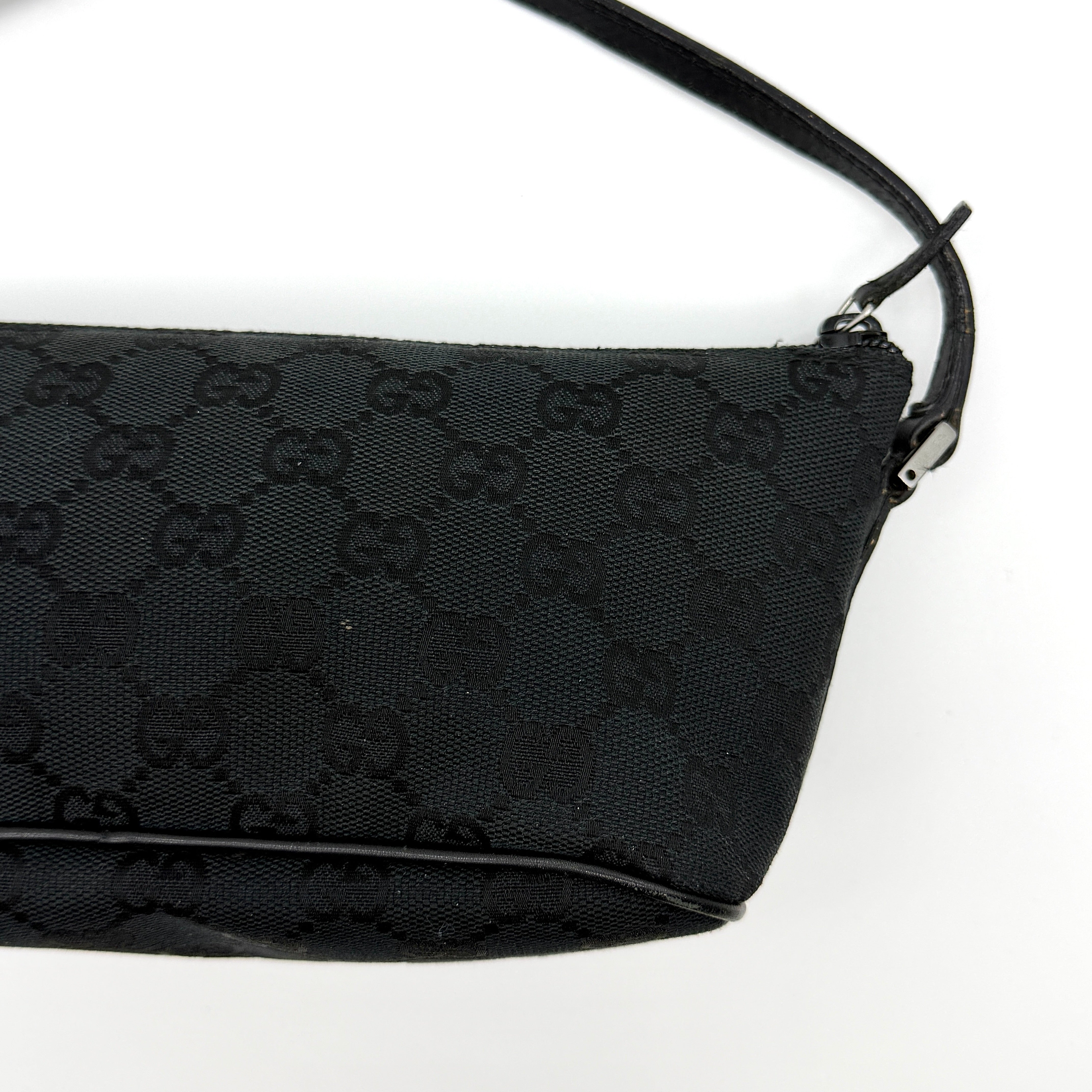 Gucci GG Monogram Pochette Boat Shoulder Bag Black