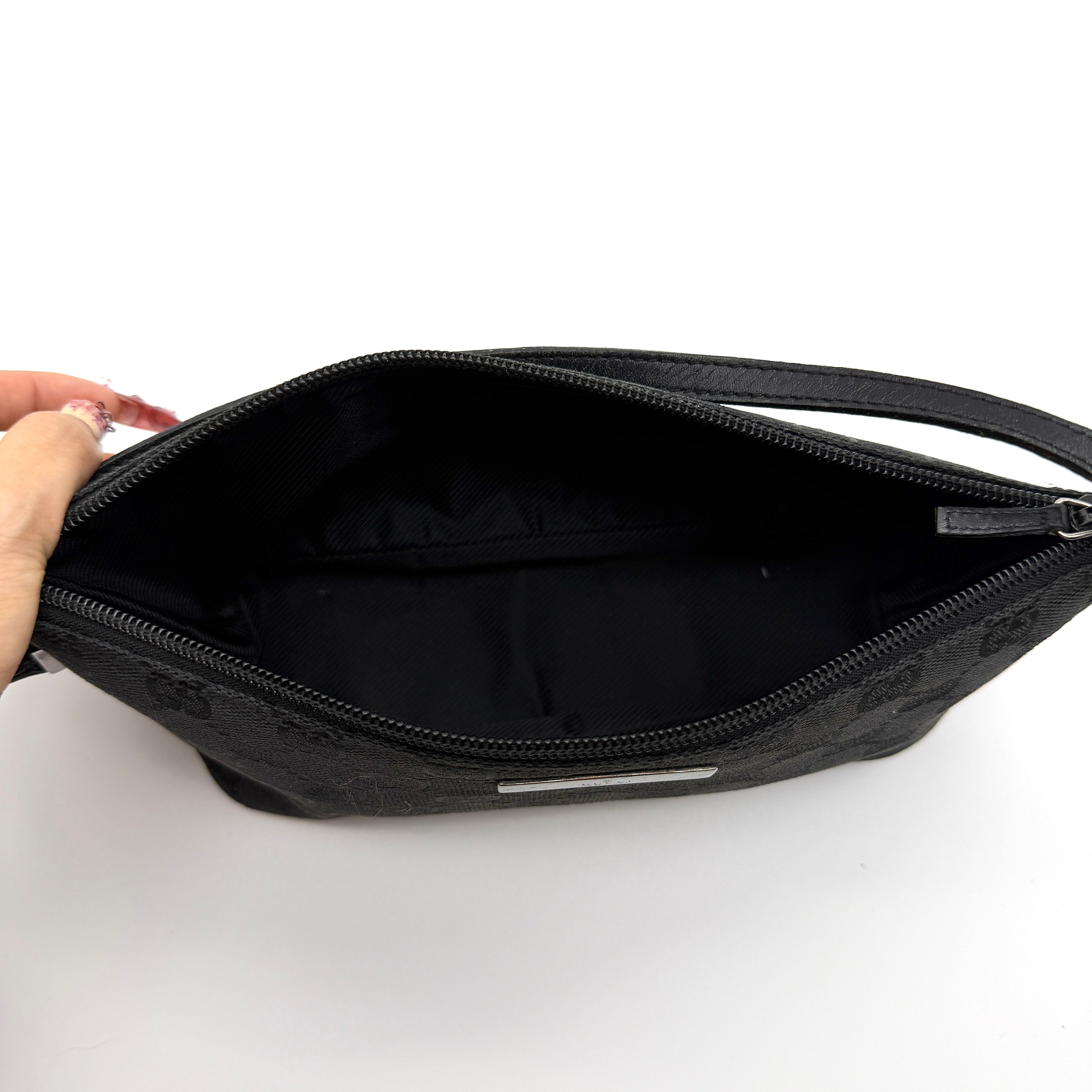 Gucci GG Monogram Pochette Boat Shoulder Bag Black