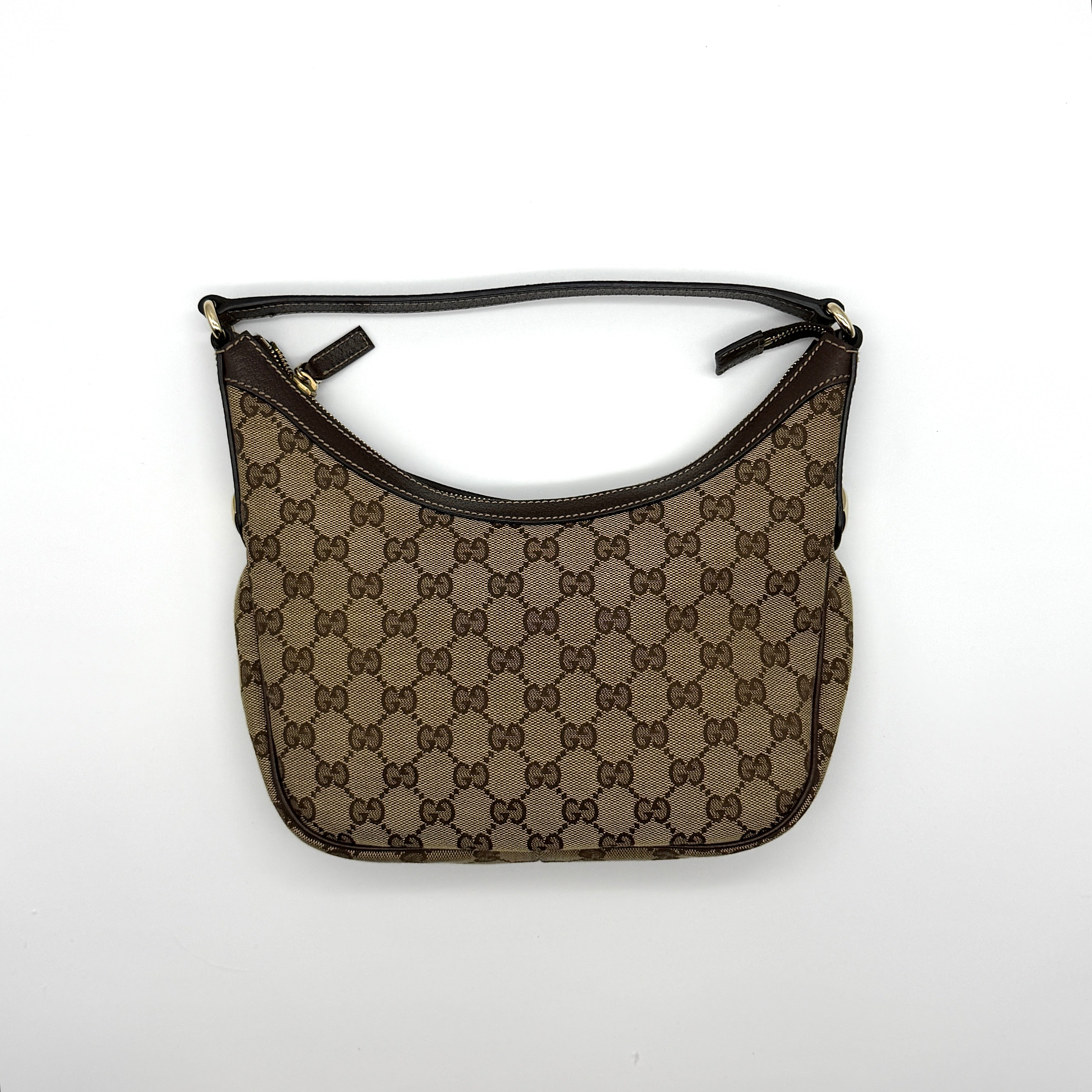 Gucci GG Monogram Hobo Shoulder Bag Beige/Brown