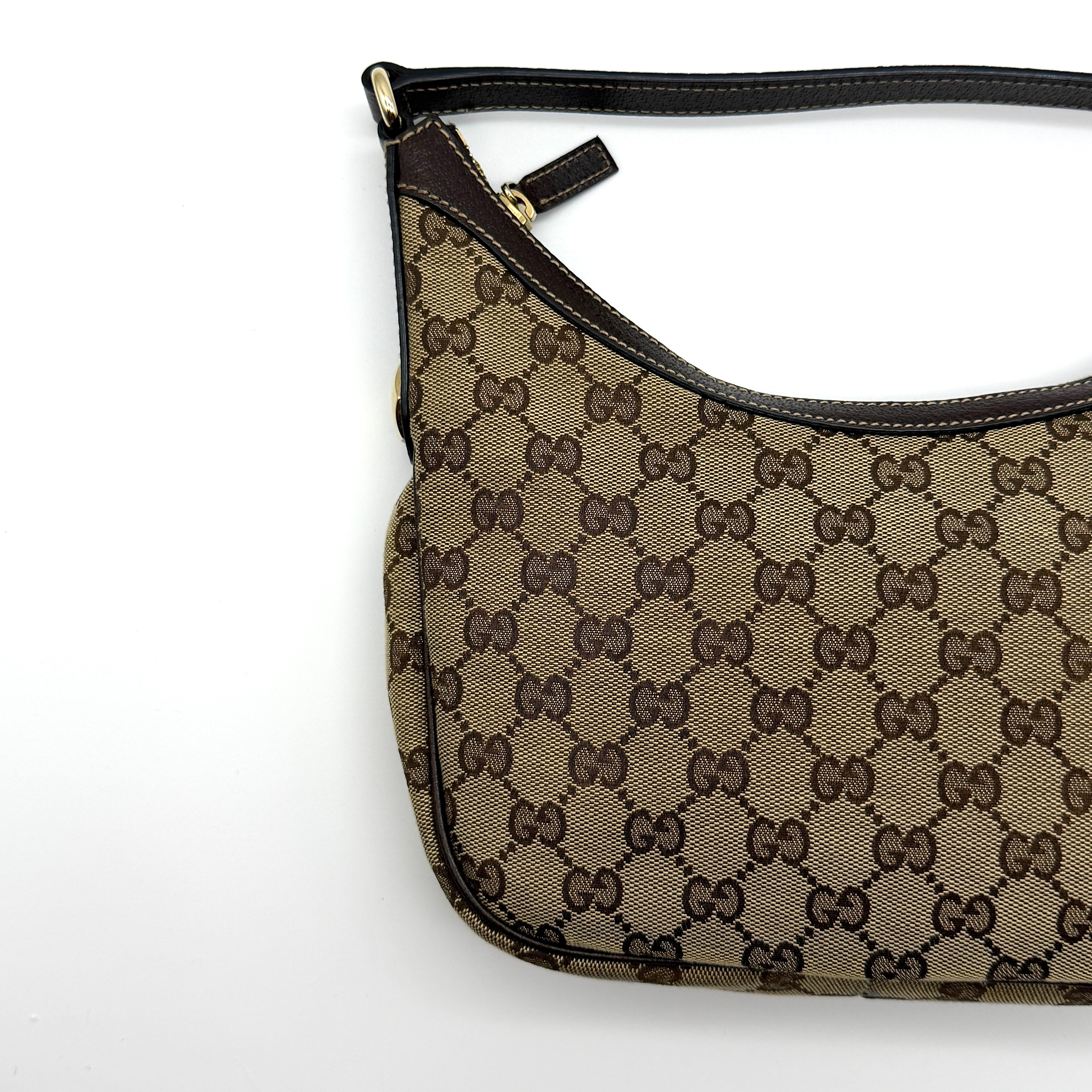 Gucci GG Monogram Hobo Shoulder Bag Beige/Brown