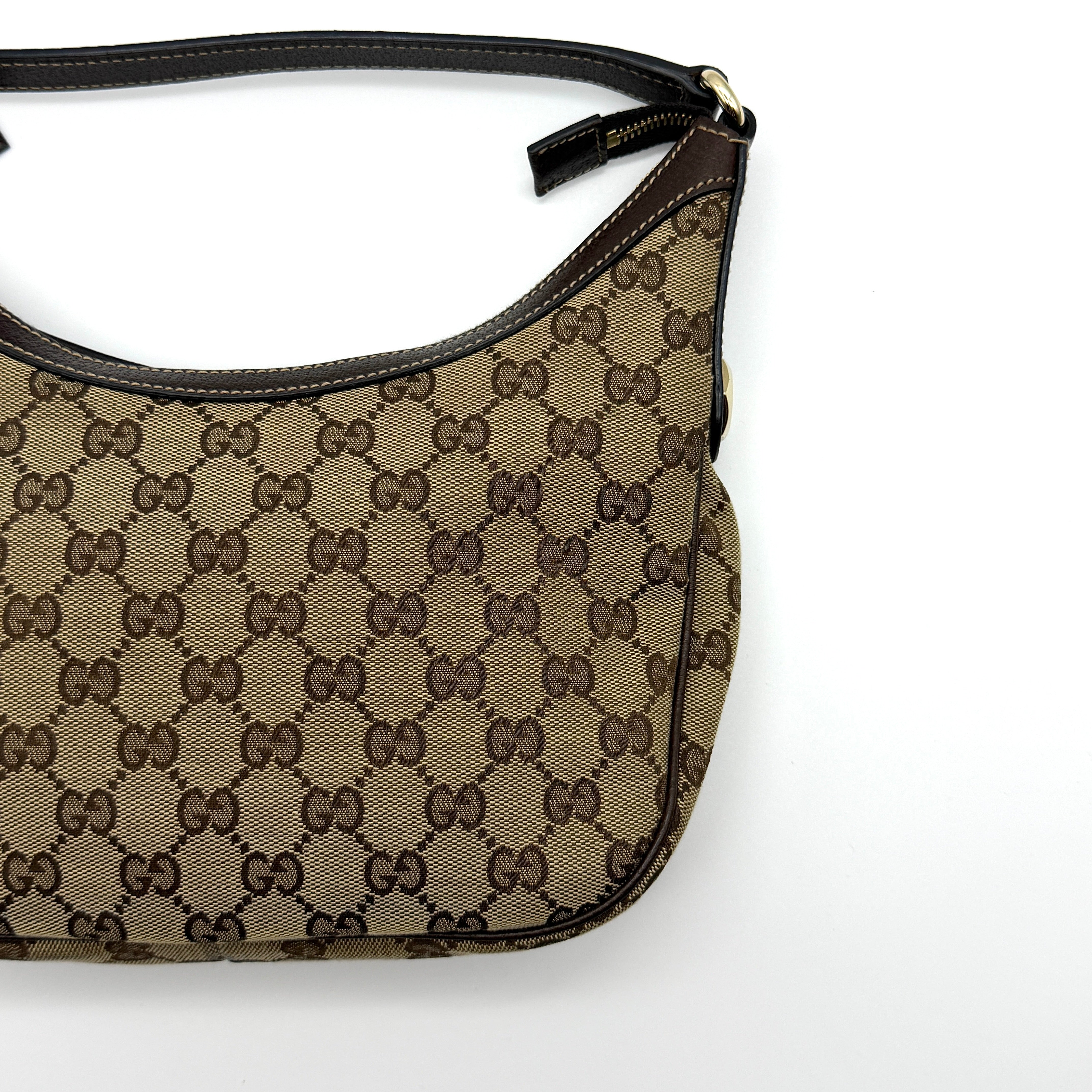 Gucci GG Monogram Hobo Shoulder Bag Beige/Brown