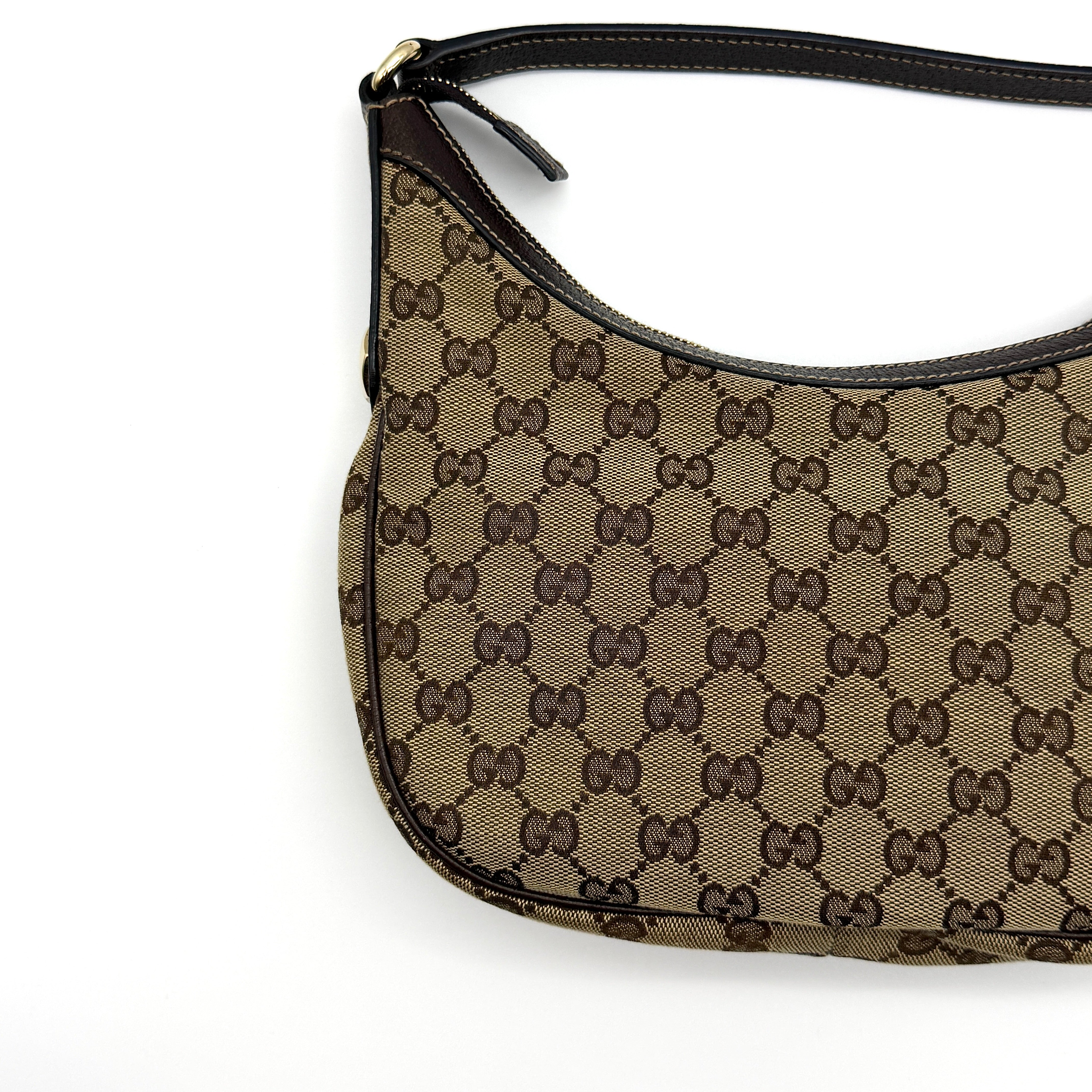Gucci GG Monogram Hobo Shoulder Bag Beige/Brown