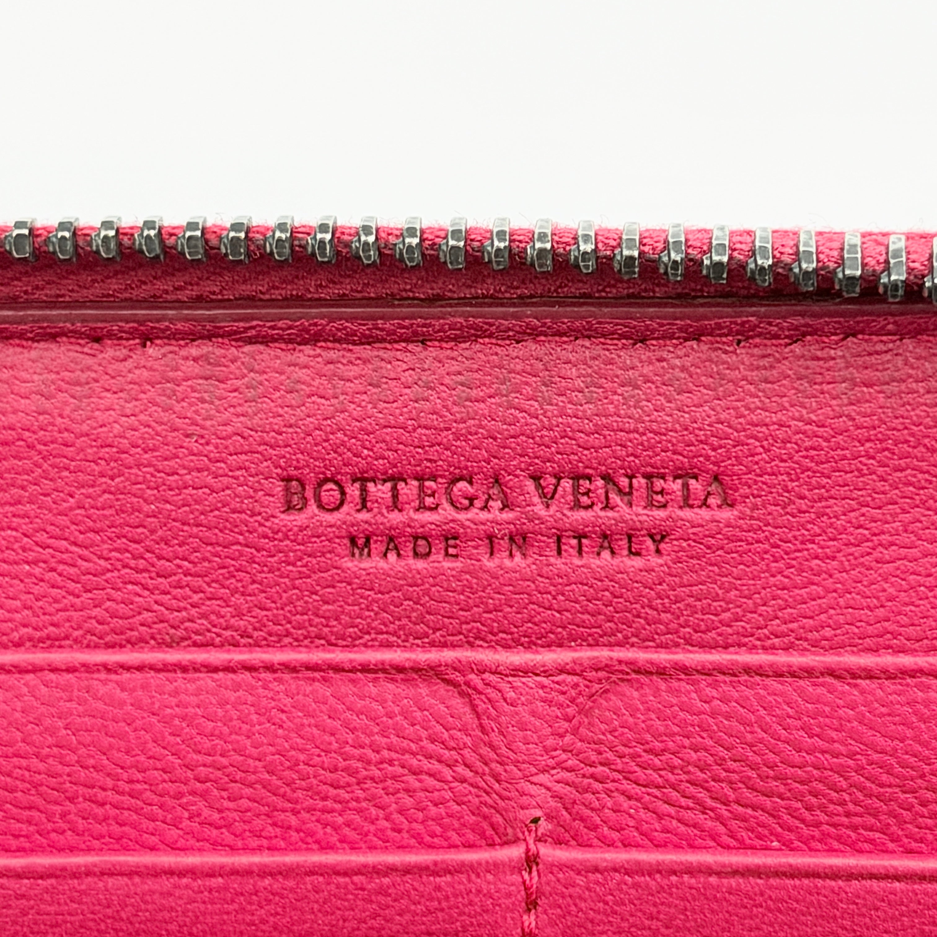 Bottega Veneta Intrecciato Quilted Long Wallet Pink