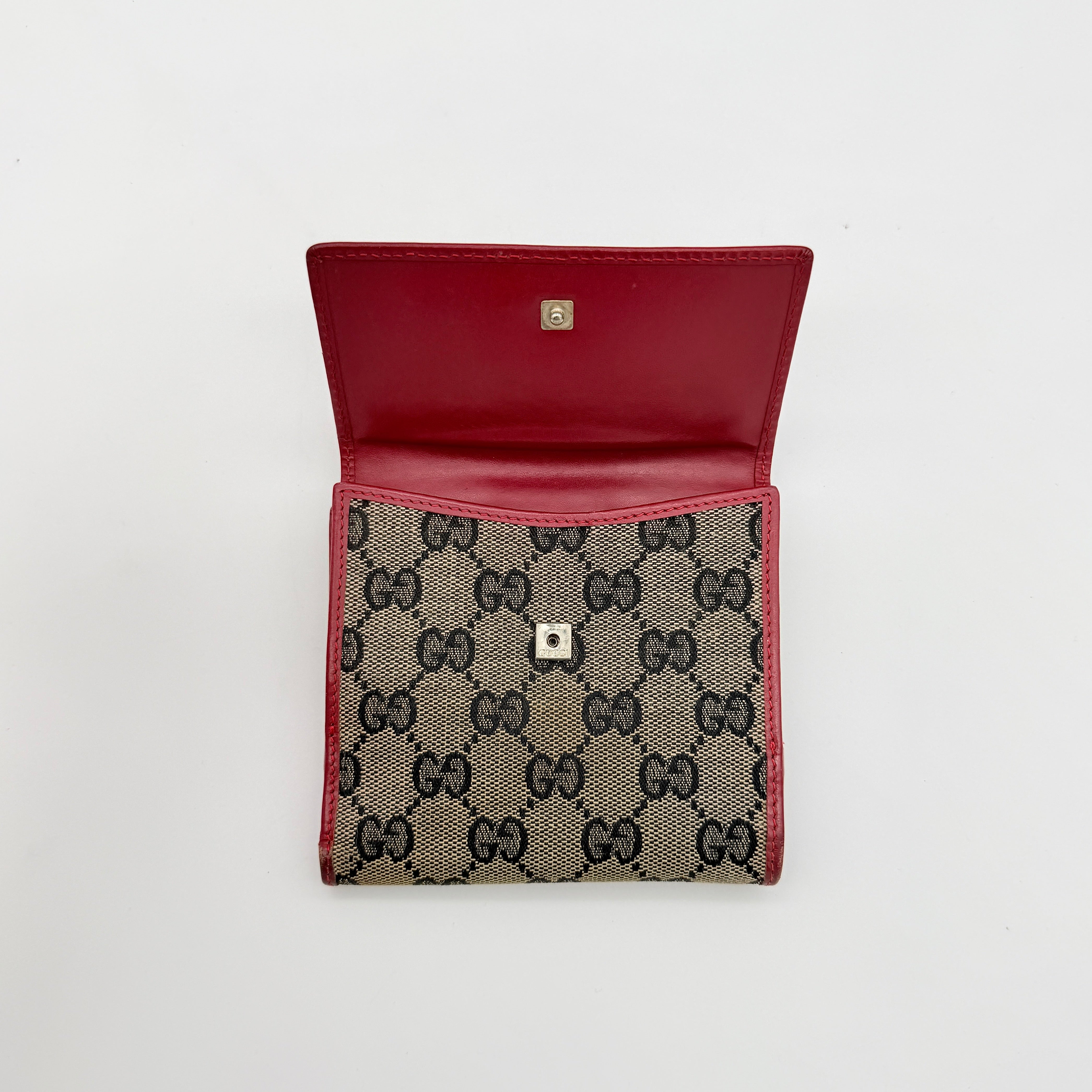 Gucci GG Monogram Compact Wallet Red/Beige