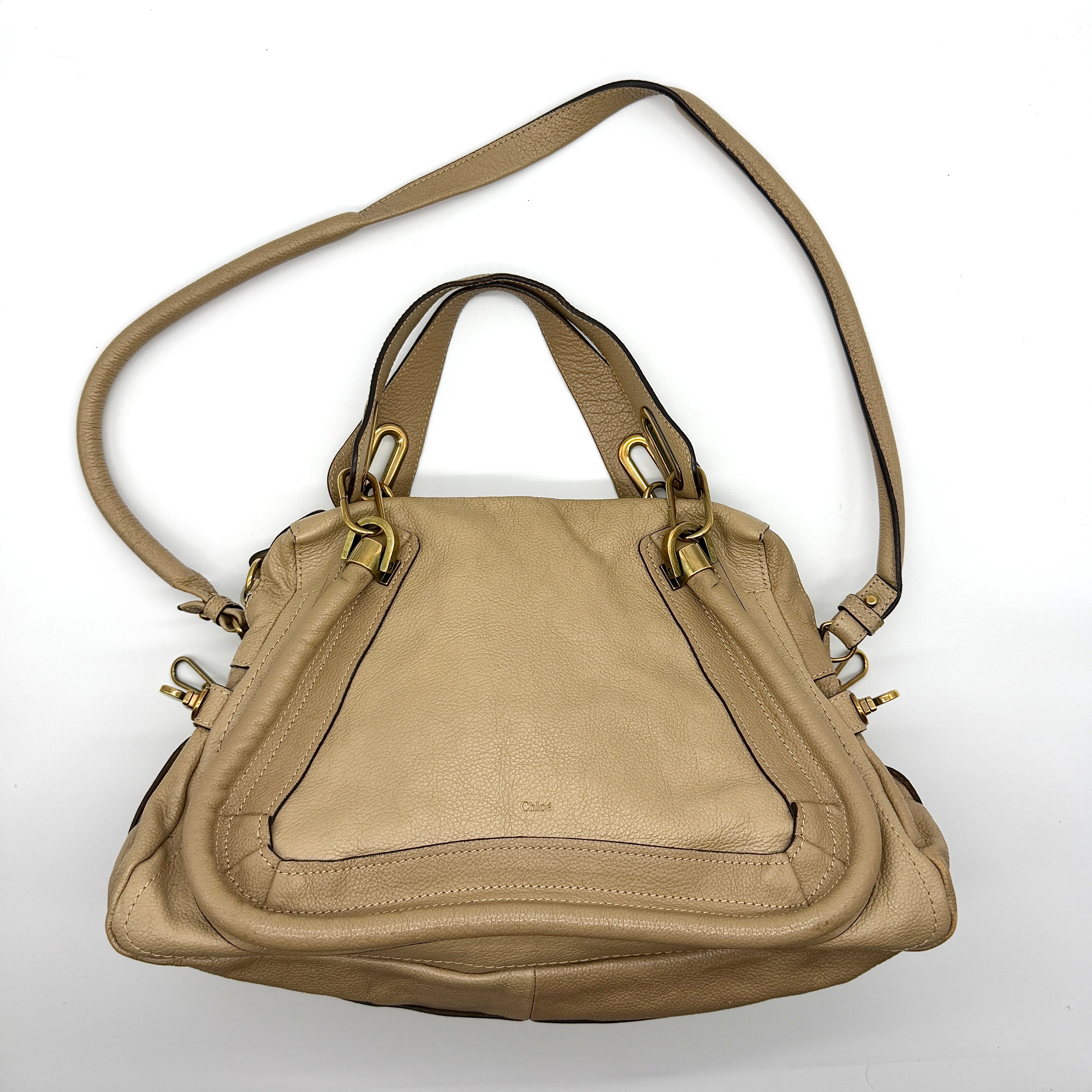Chloe 2Way Paraty Shoulder Bag Beige