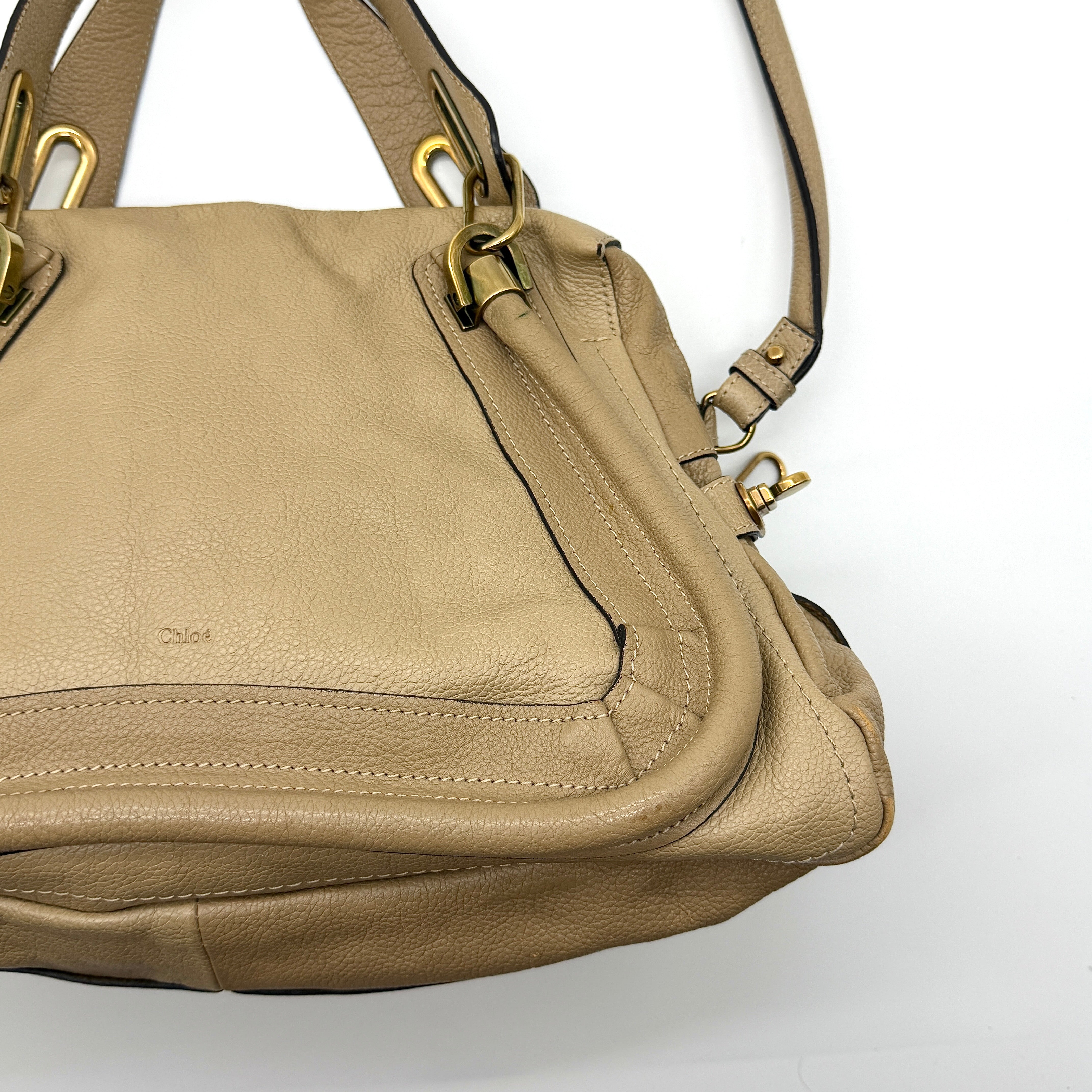 Chloe 2Way Paraty Shoulder Bag Beige