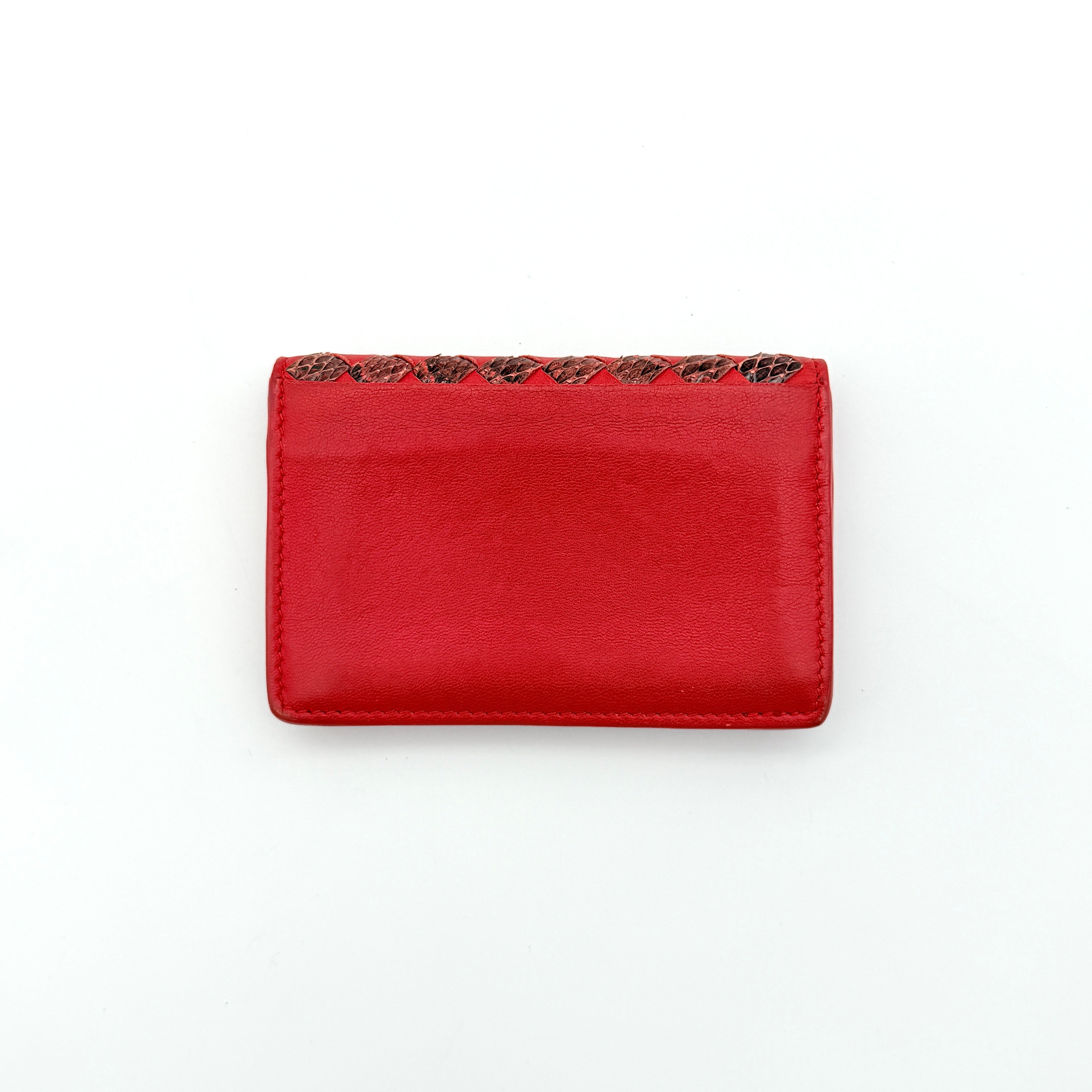 Bottega Veneta Intrecciato Python Card Case Red