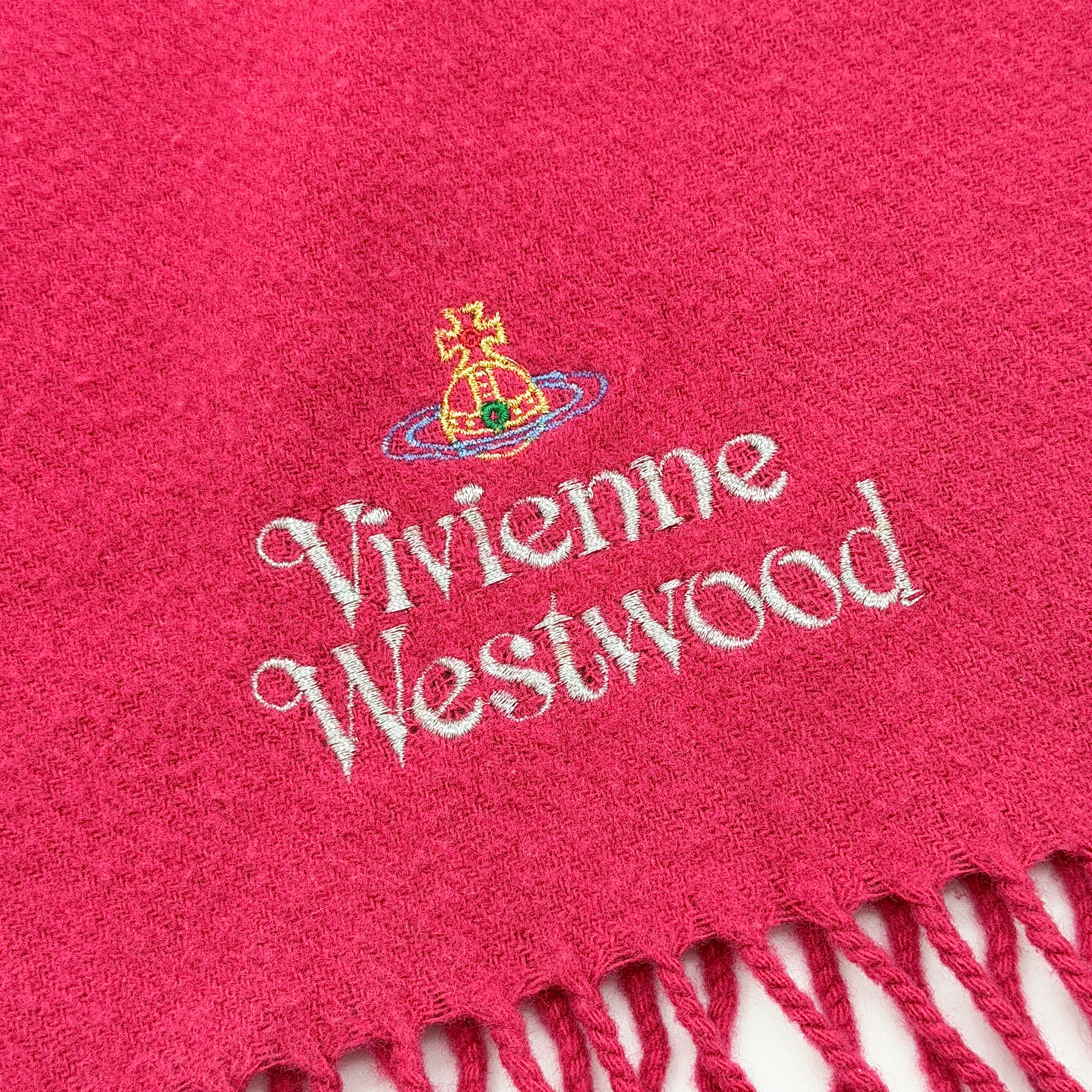Vivienne Westwood Signature Orb Wool Scarf Pink