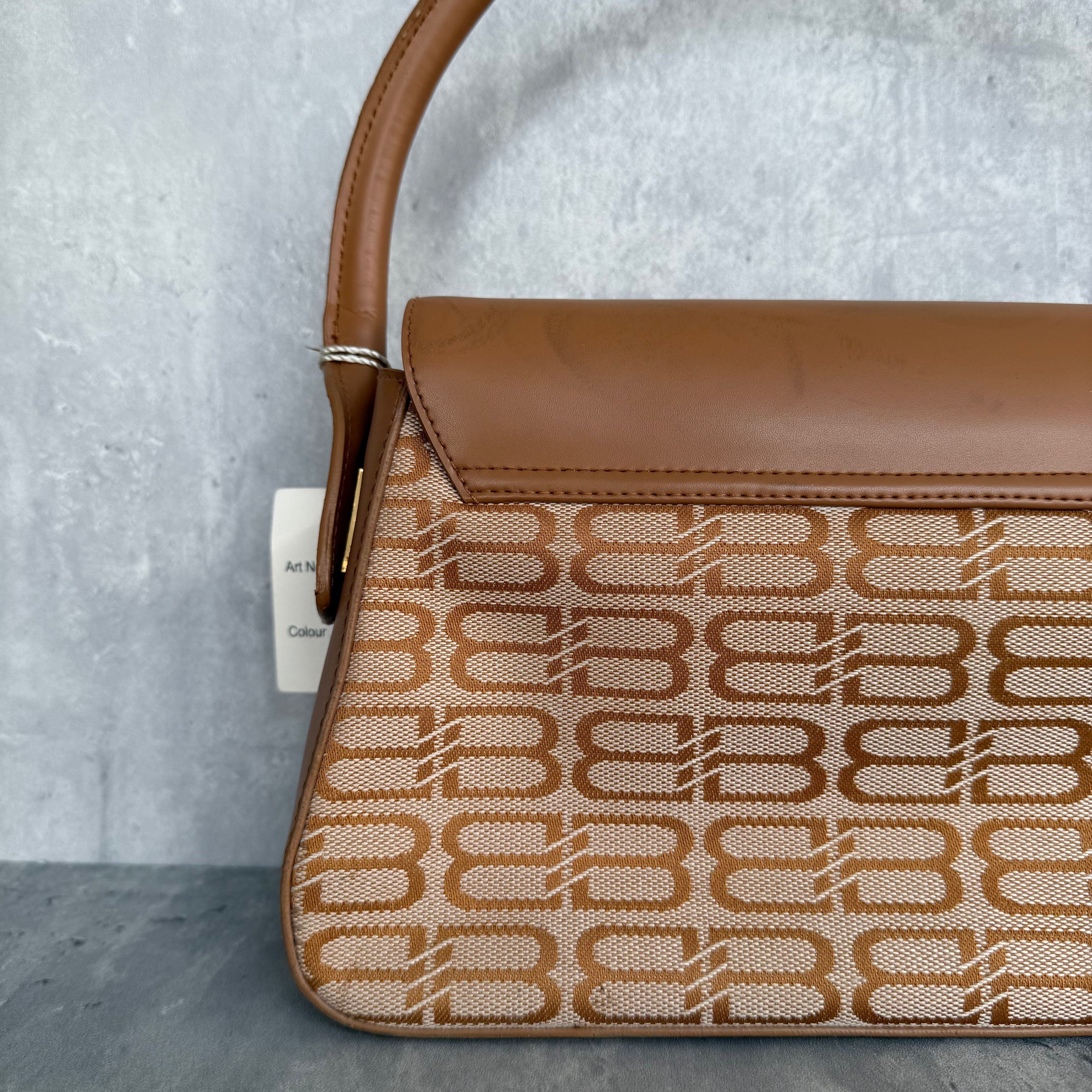 Balenciaga BB Monogram Shoulder Bag Beige/Brown