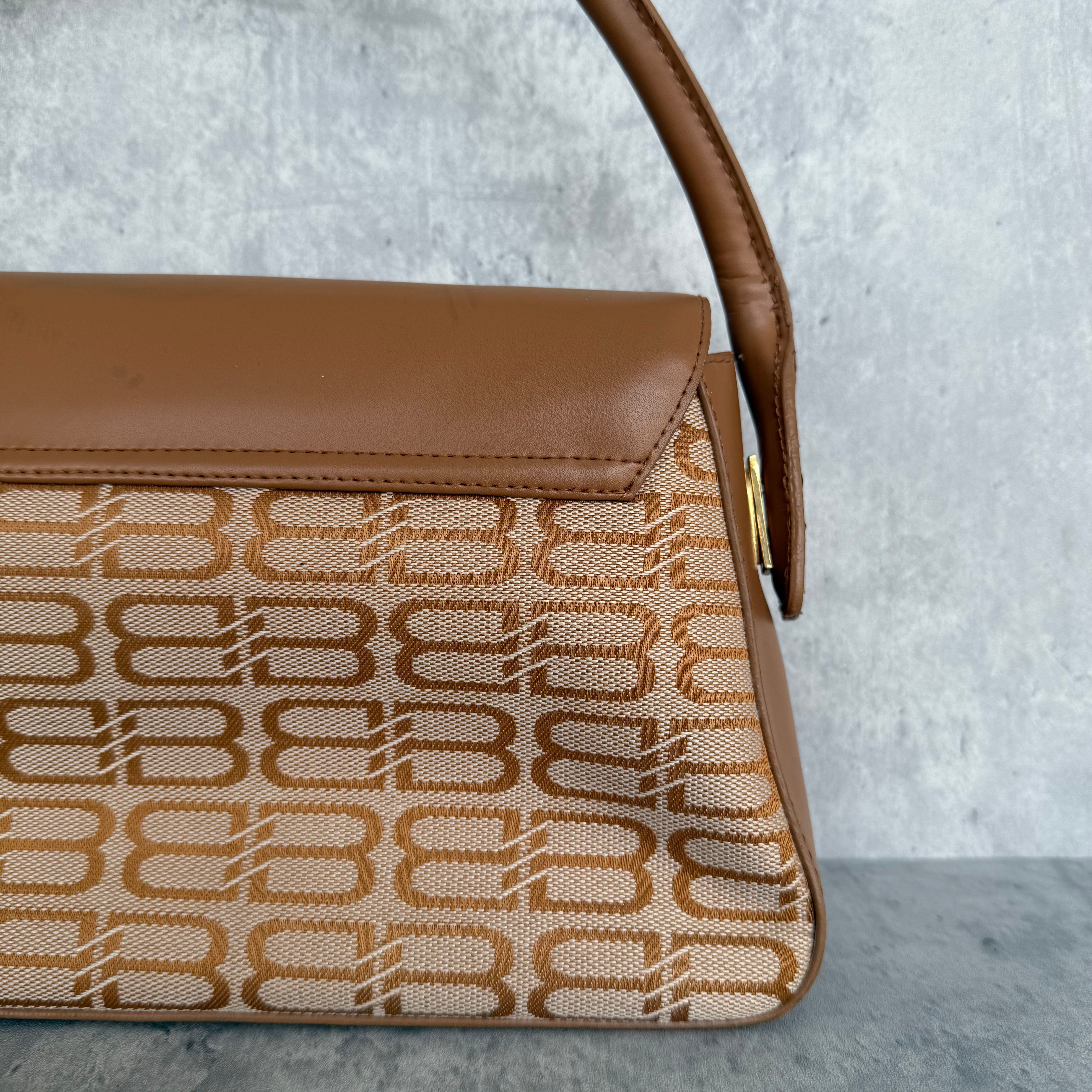 Balenciaga BB Monogram Shoulder Bag Beige/Brown