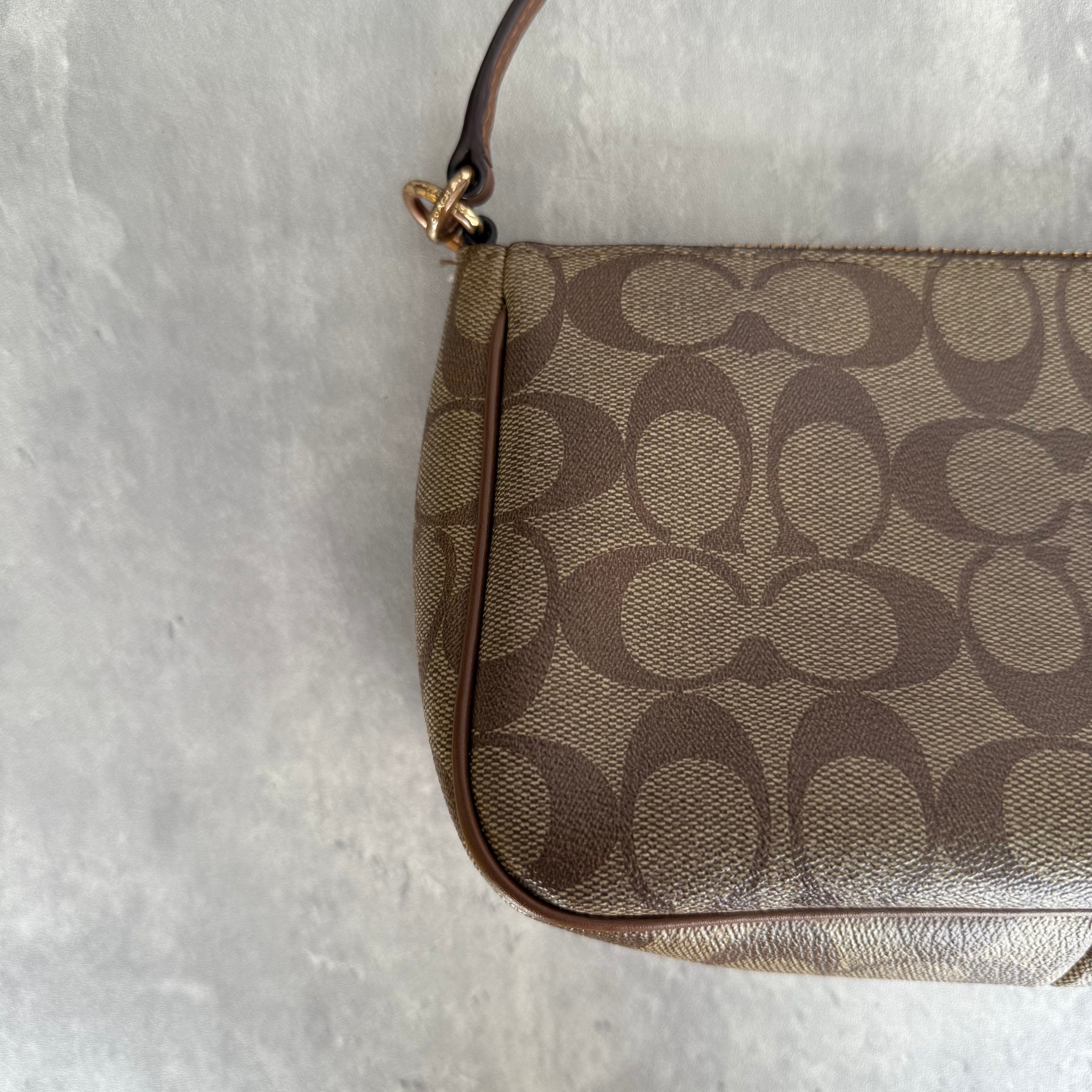 Coach Signature Shoulder Bag Beige