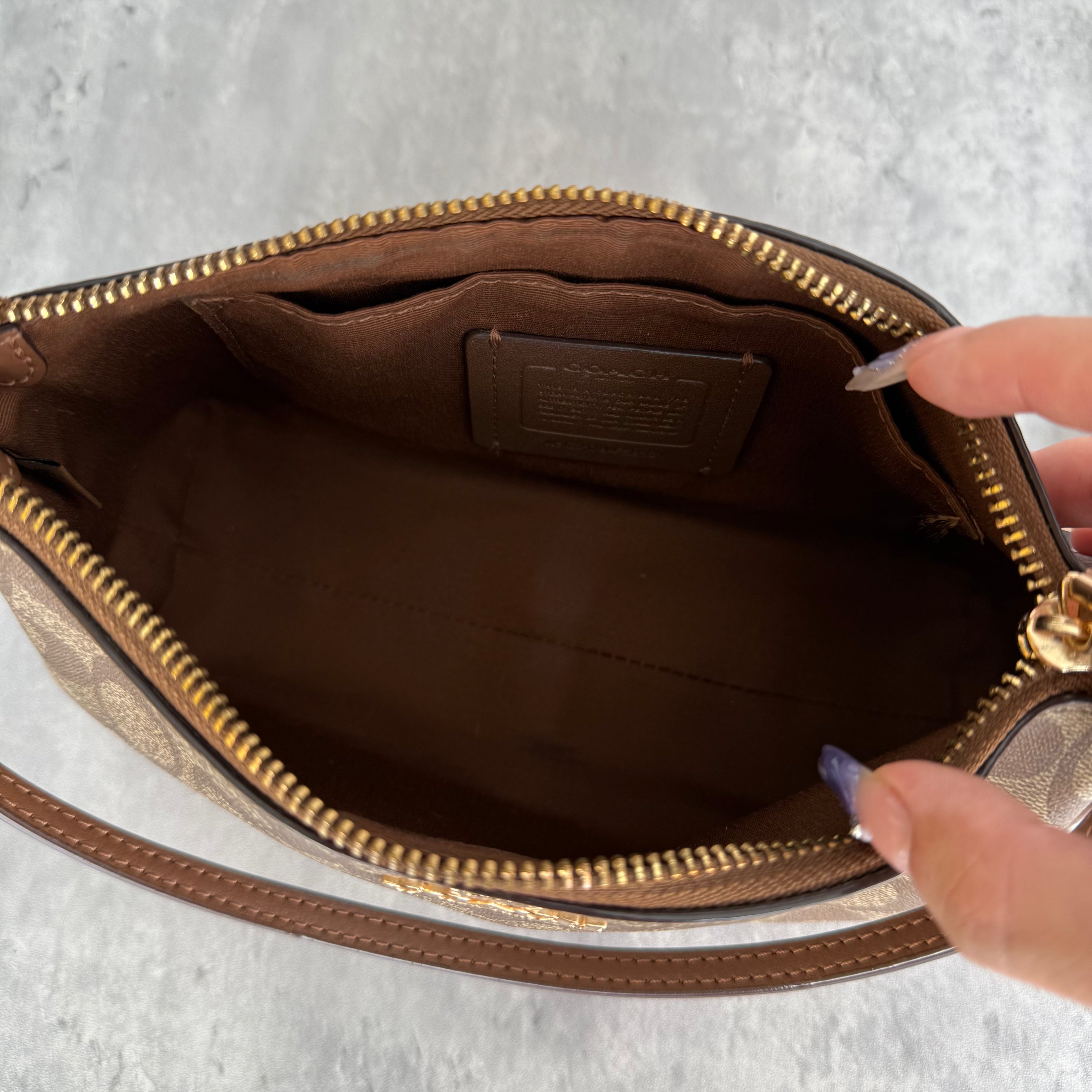 Coach Signature Shoulder Bag Beige