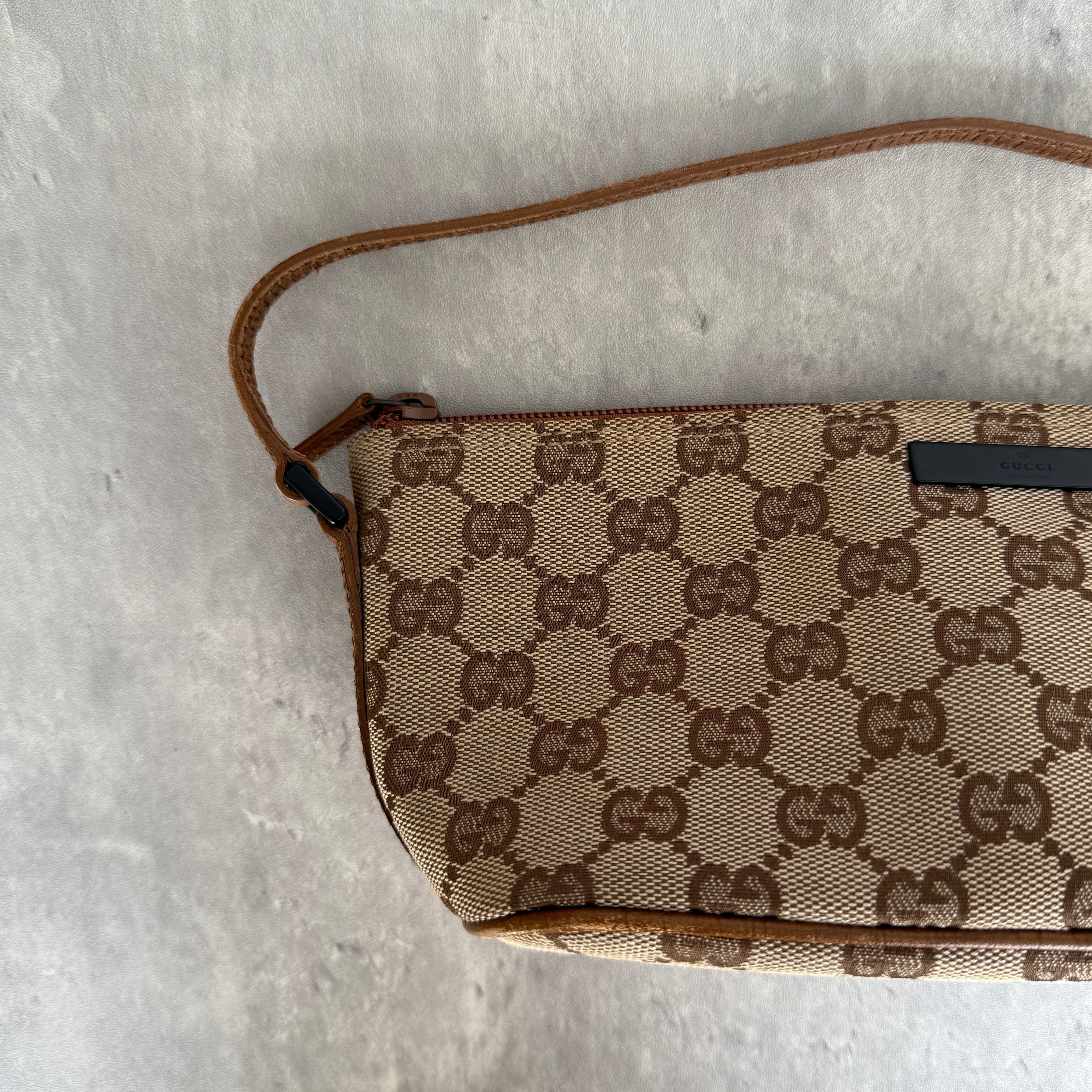 Gucci GG Monogram Pochette Boat Shoulder Bag Beige