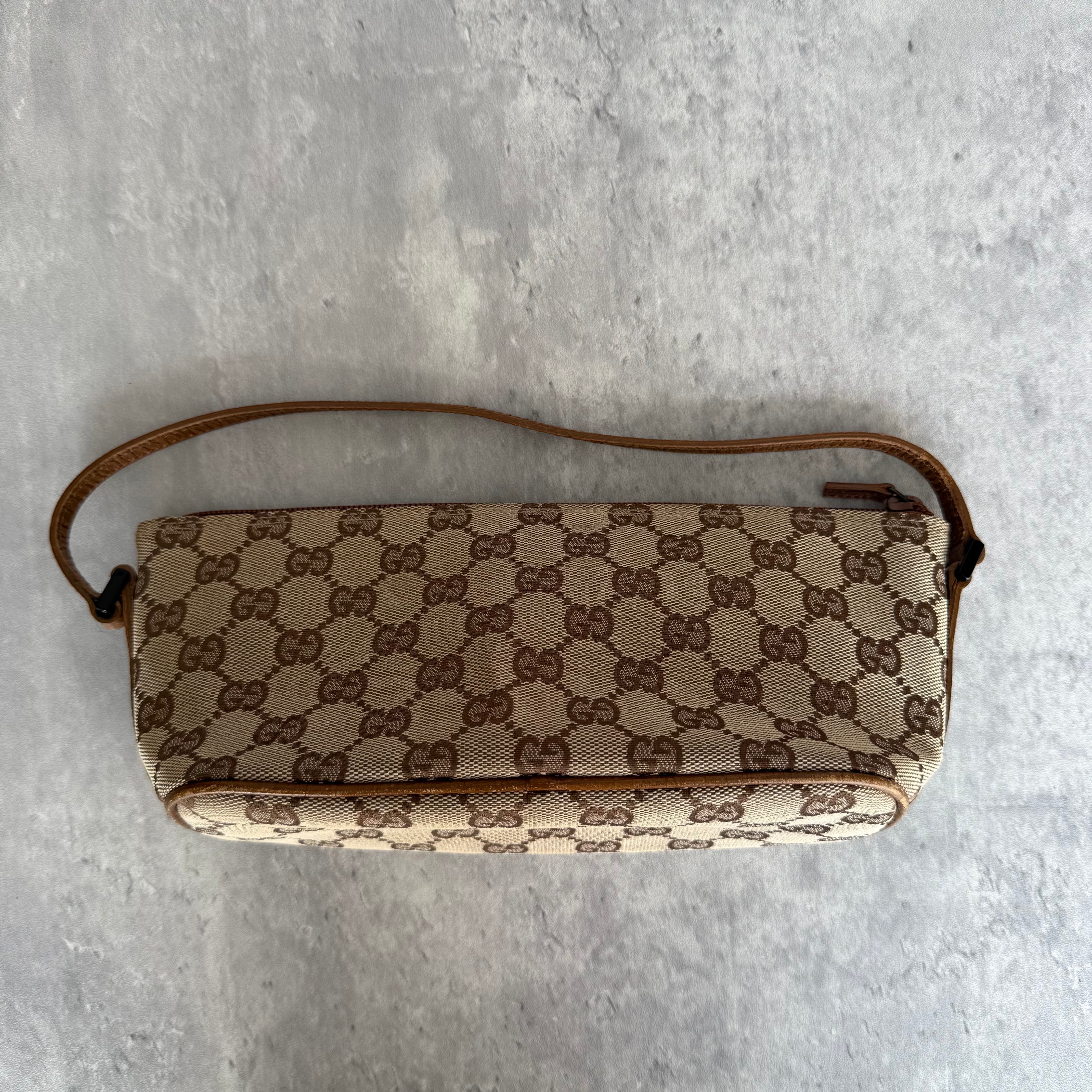 Gucci GG Monogram Pochette Boat Shoulder Bag Beige