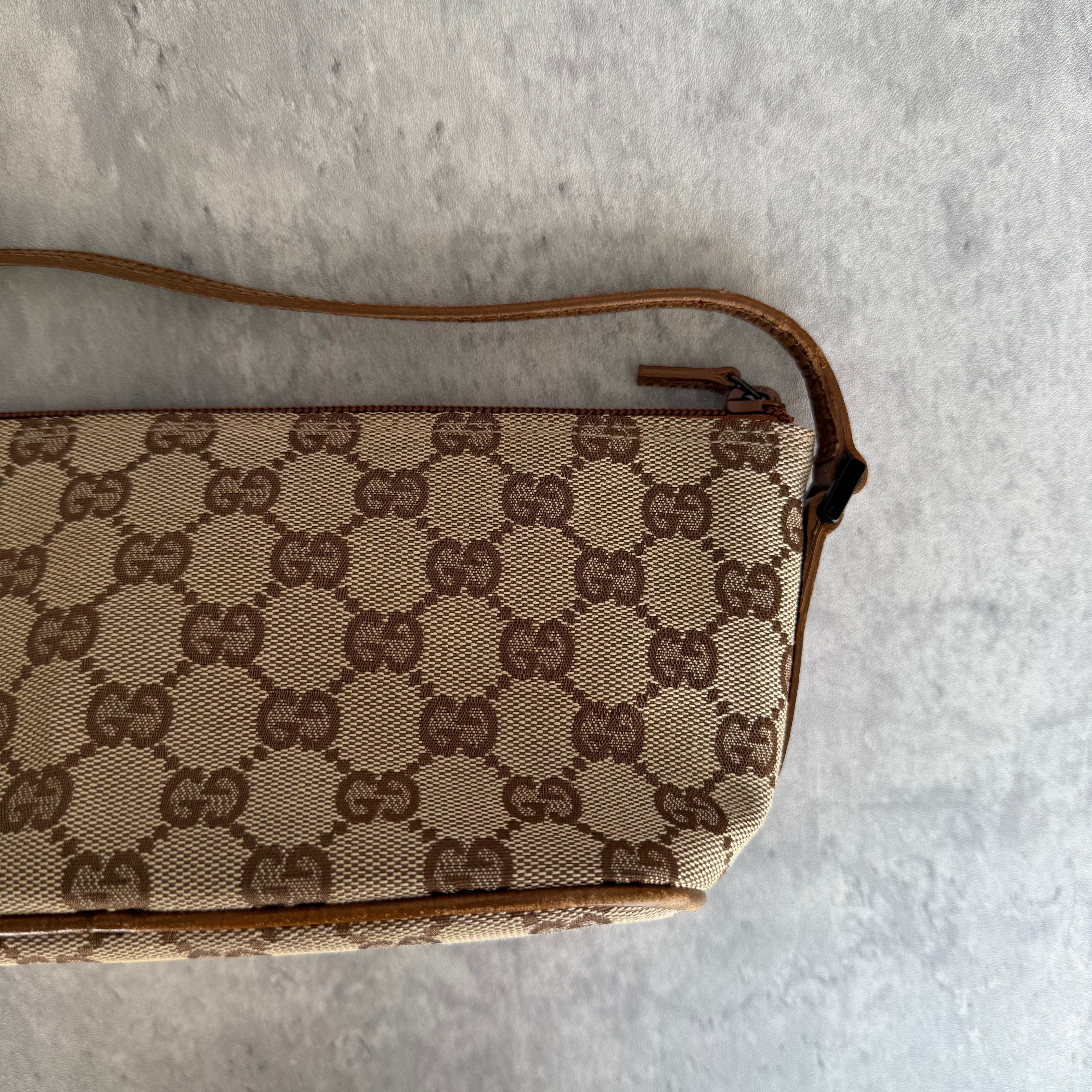 Gucci GG Monogram Pochette Boat Shoulder Bag Beige