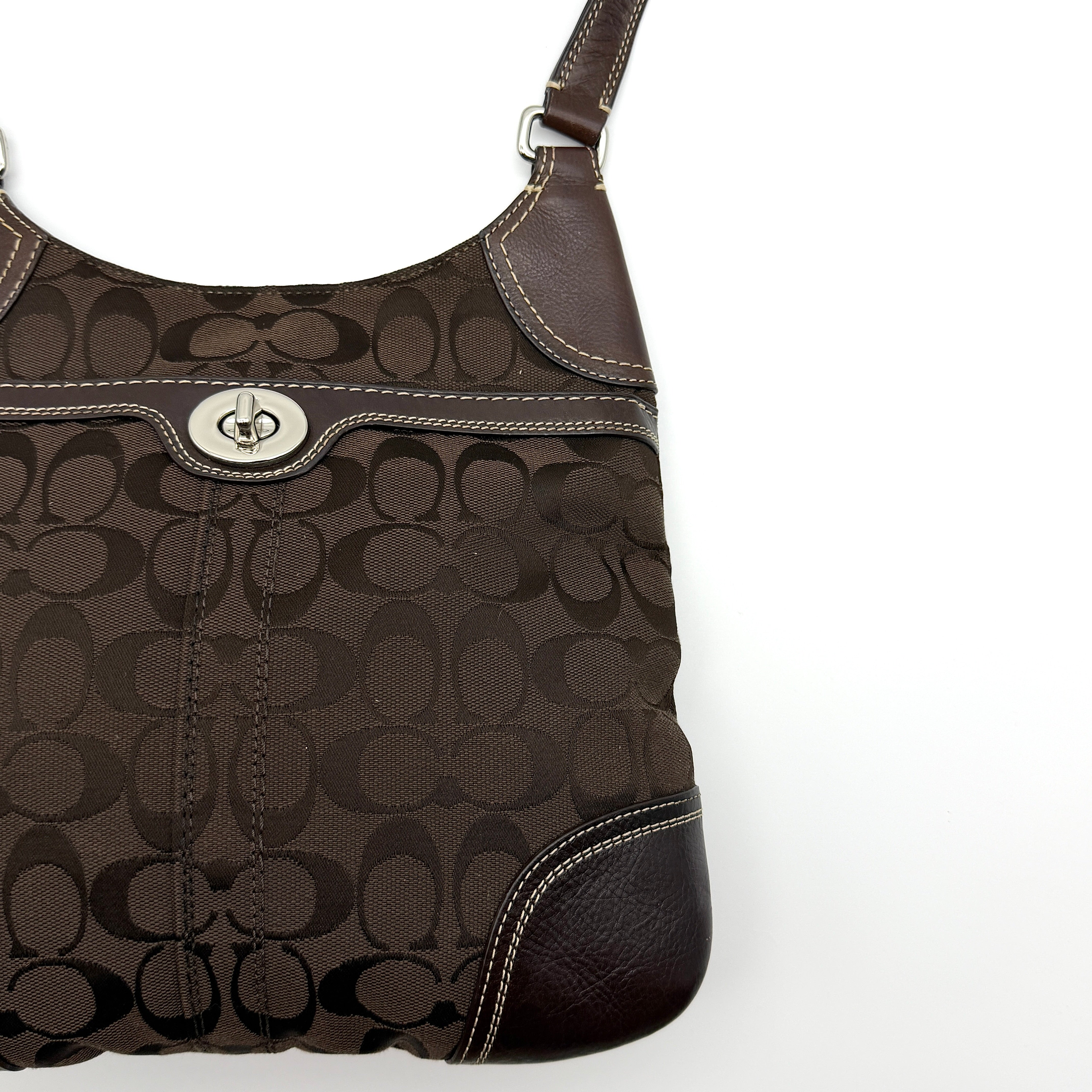 Coach Signature Turnlock Crossbody Bag Brown