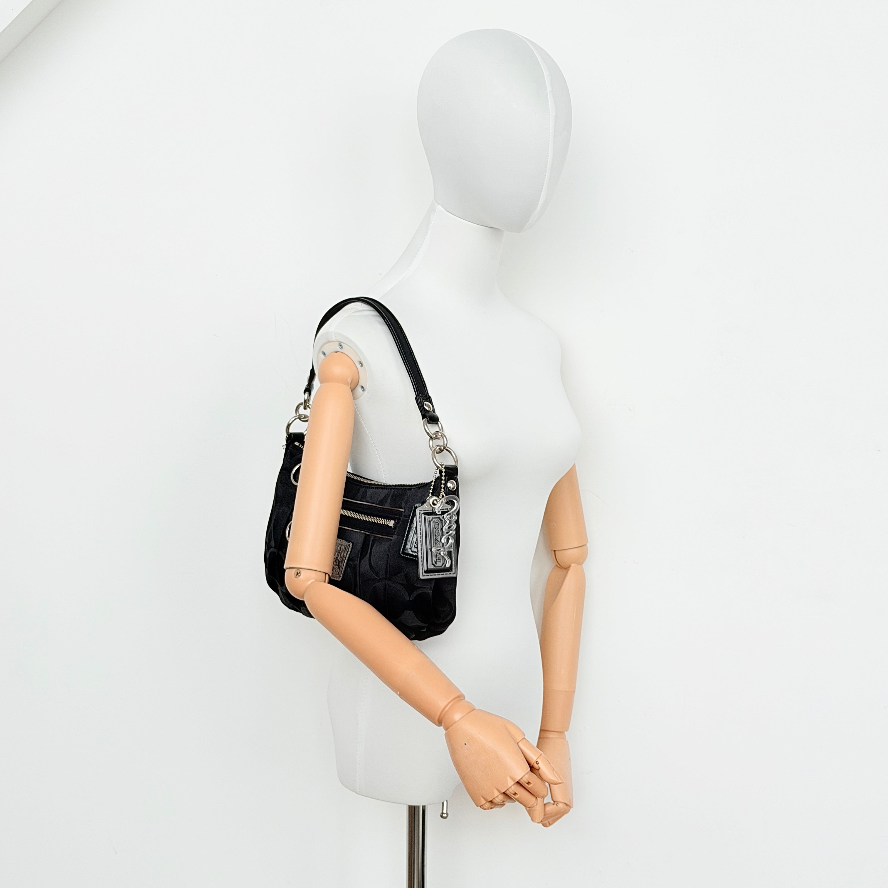 Coach Signature Poppy Shoulder Bag Black