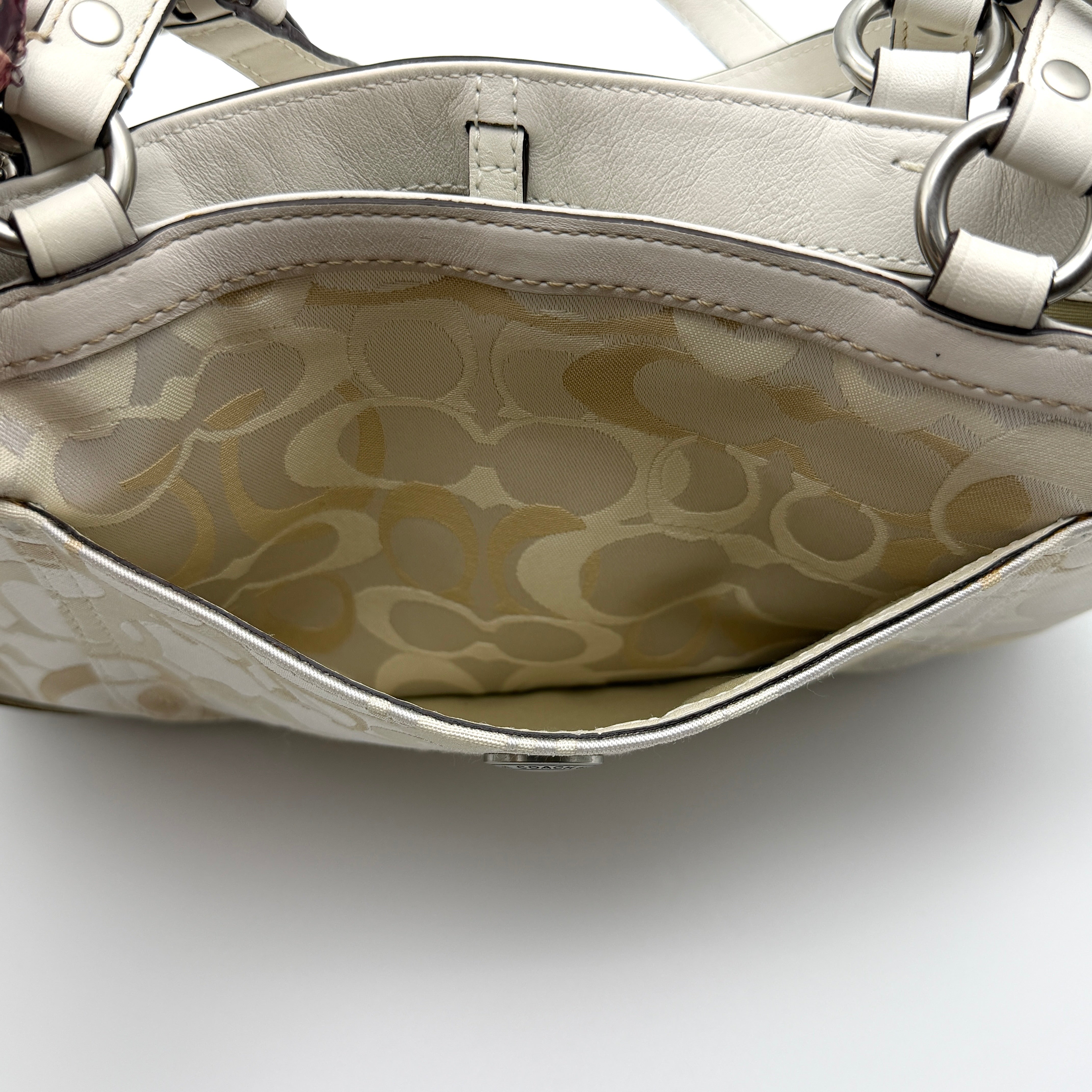 Coach Signature Canvas Tote Bag White/Beige (With Keychain)