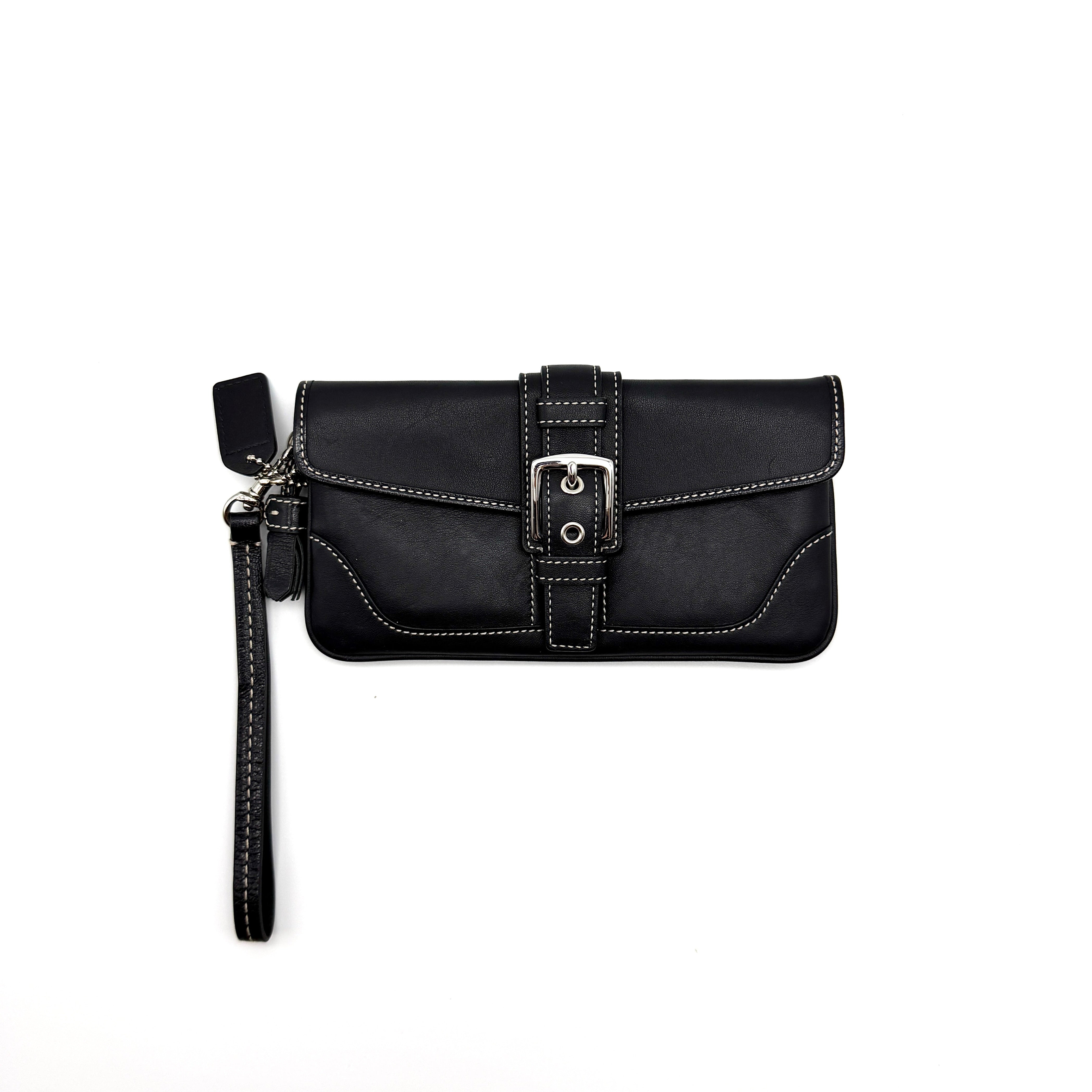 Coach Y2K Soho Buckle Flap Wristlet Black