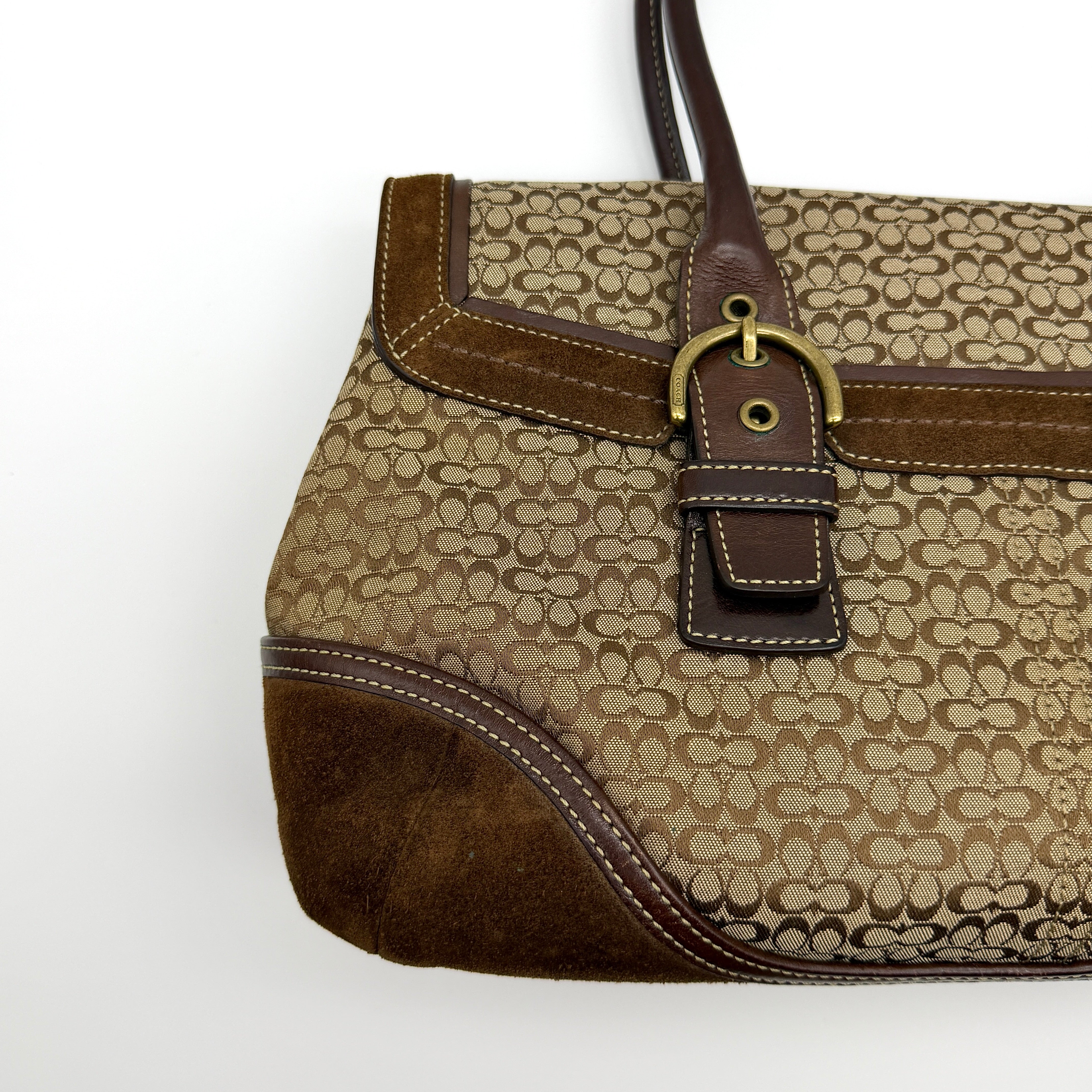 Coach Y2K Signature Soho Hampton Satchel Shoulder Bag Brown