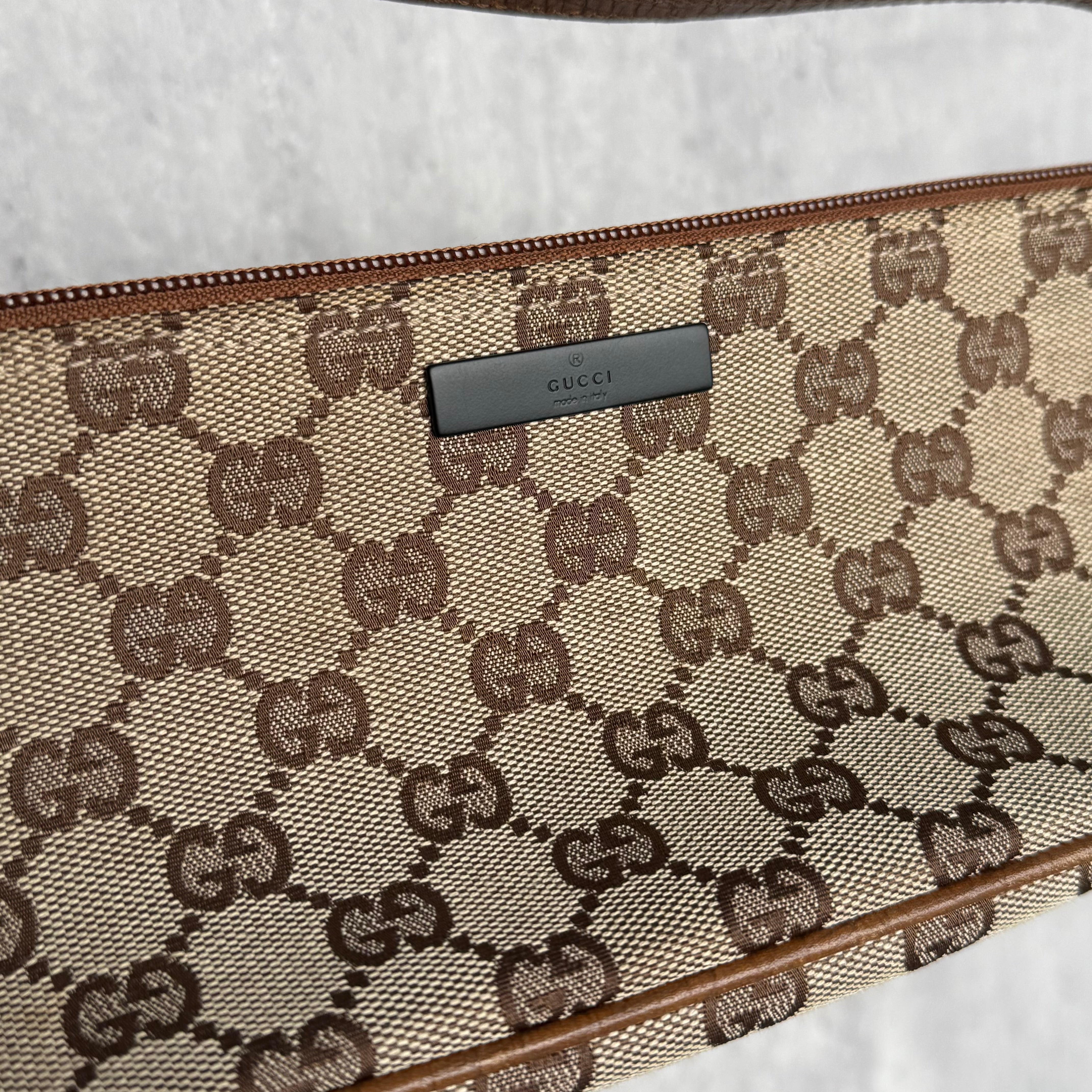 Gucci GG Monogram Pochette Boat Shoulder Bag Beige