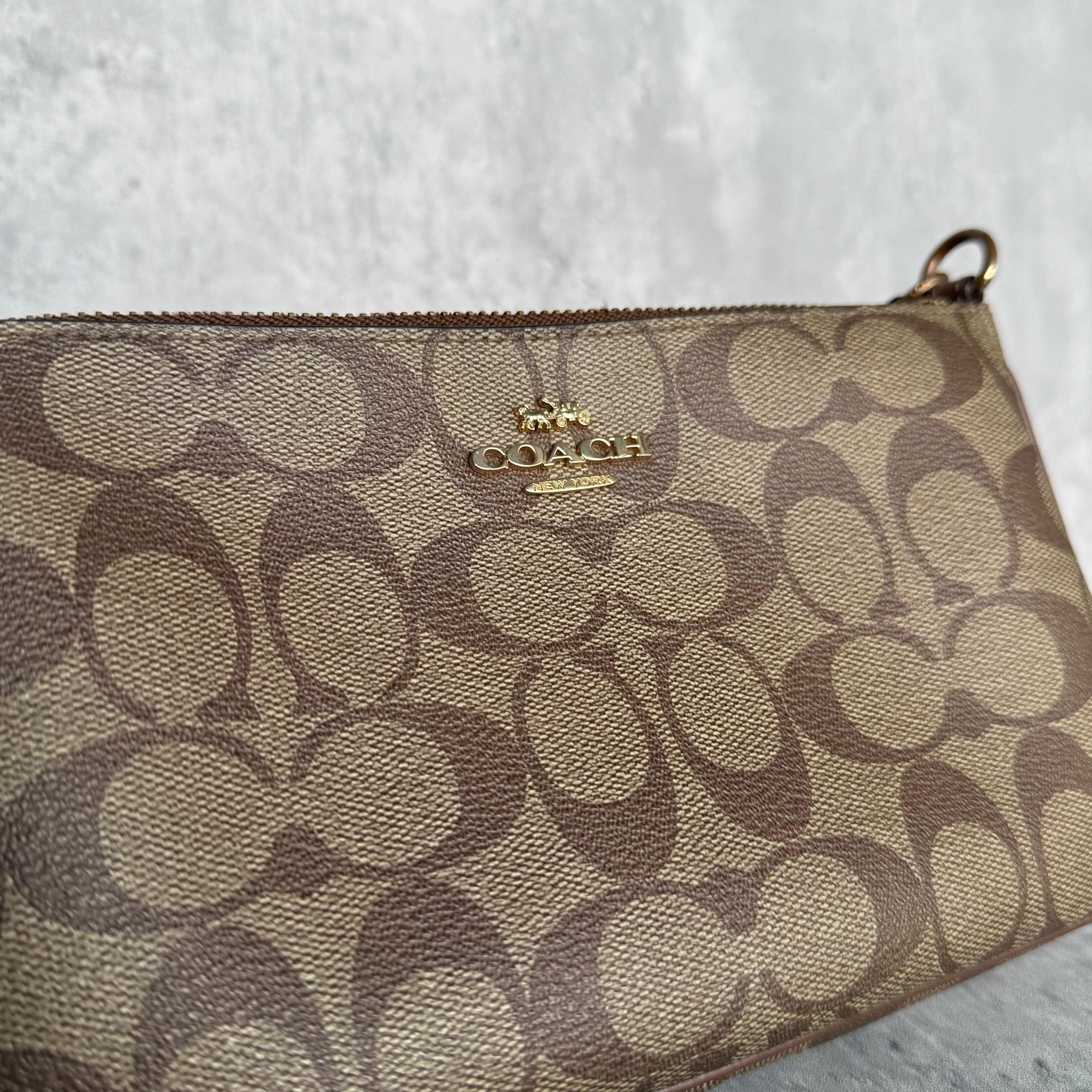 Coach Signature Shoulder Bag Beige