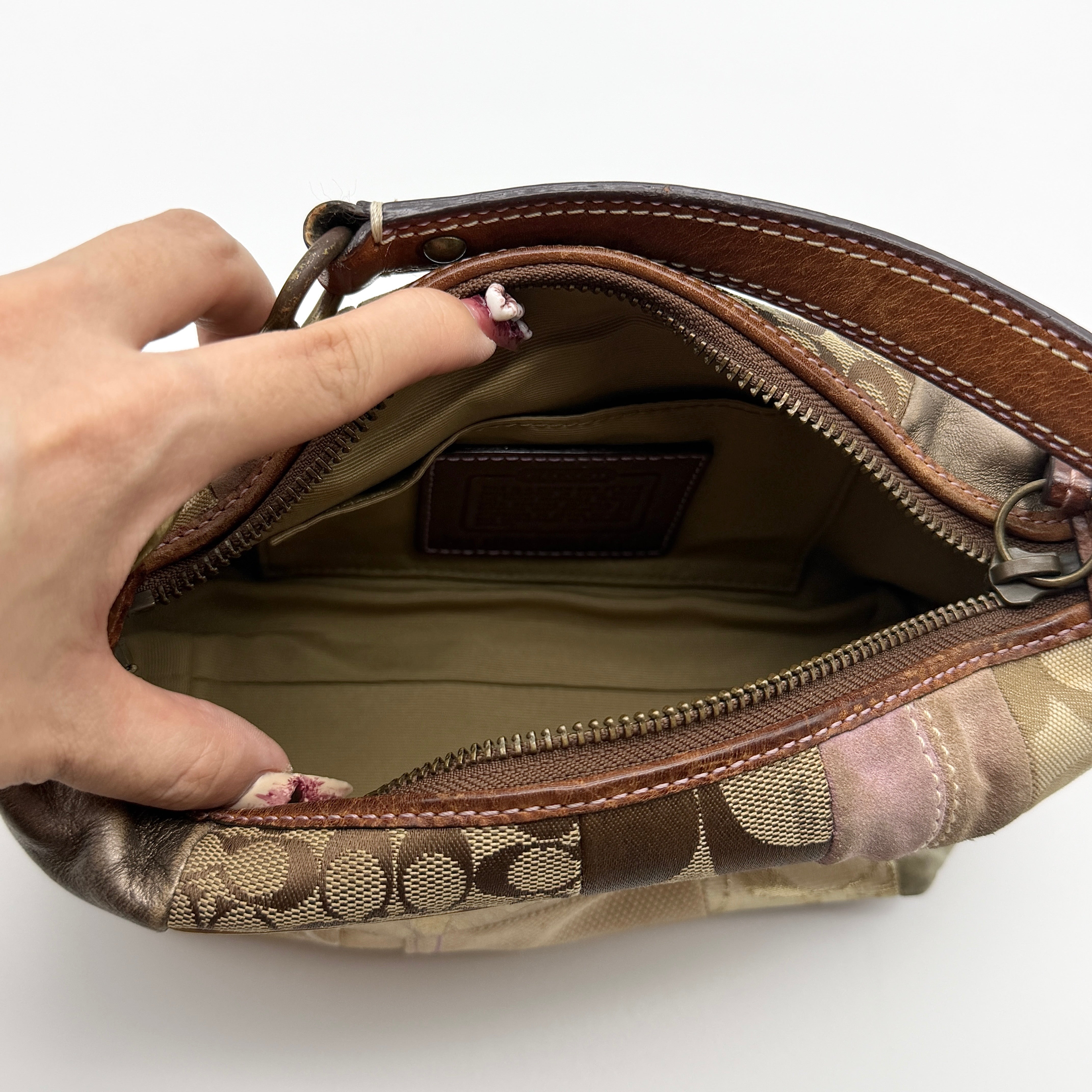 Coach Y2K Signature Mini Hobo Patchwork Shoulder Bag Multicolor