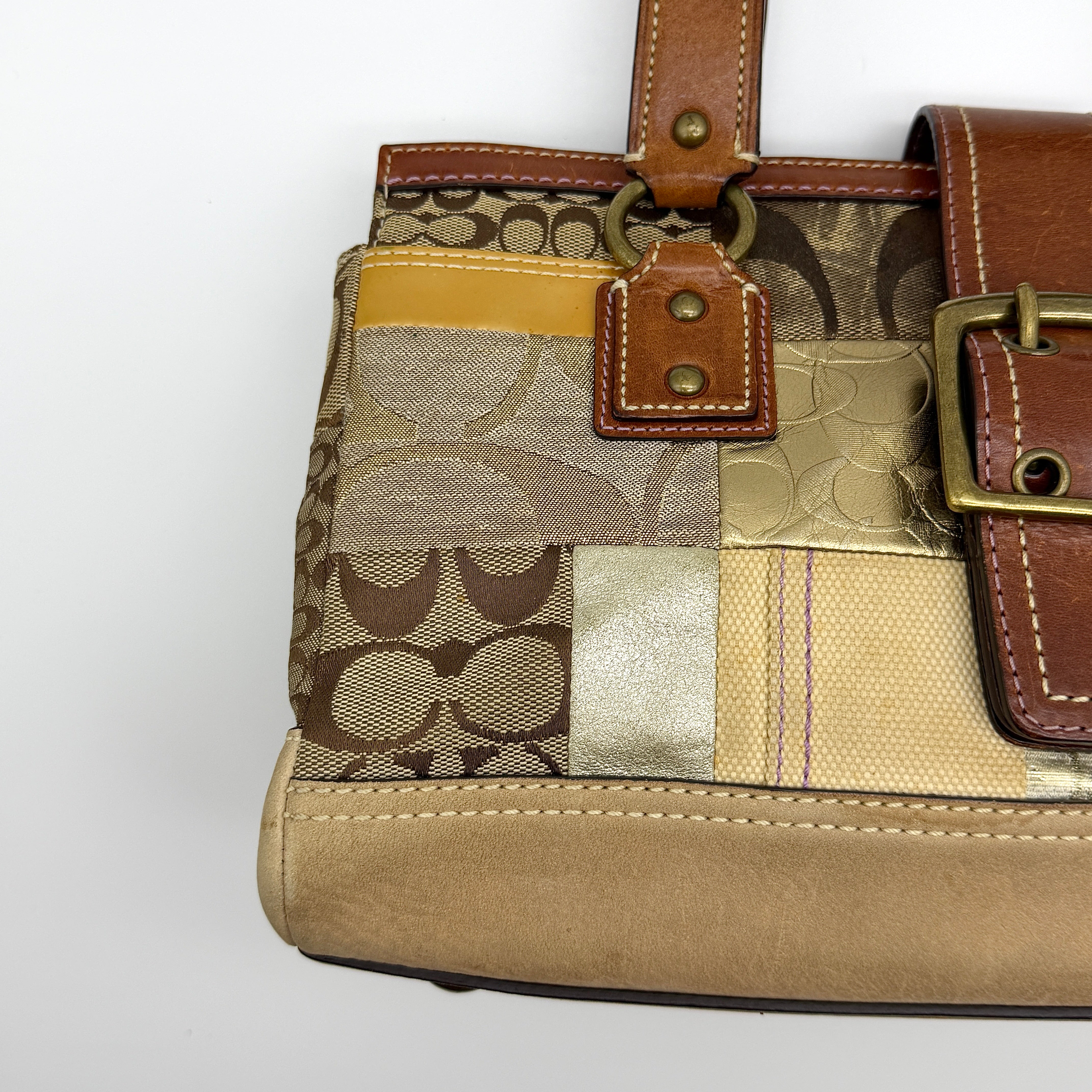 Coach Y2K Signature Soho Patchwork Shoulder Bag Brown/Gold