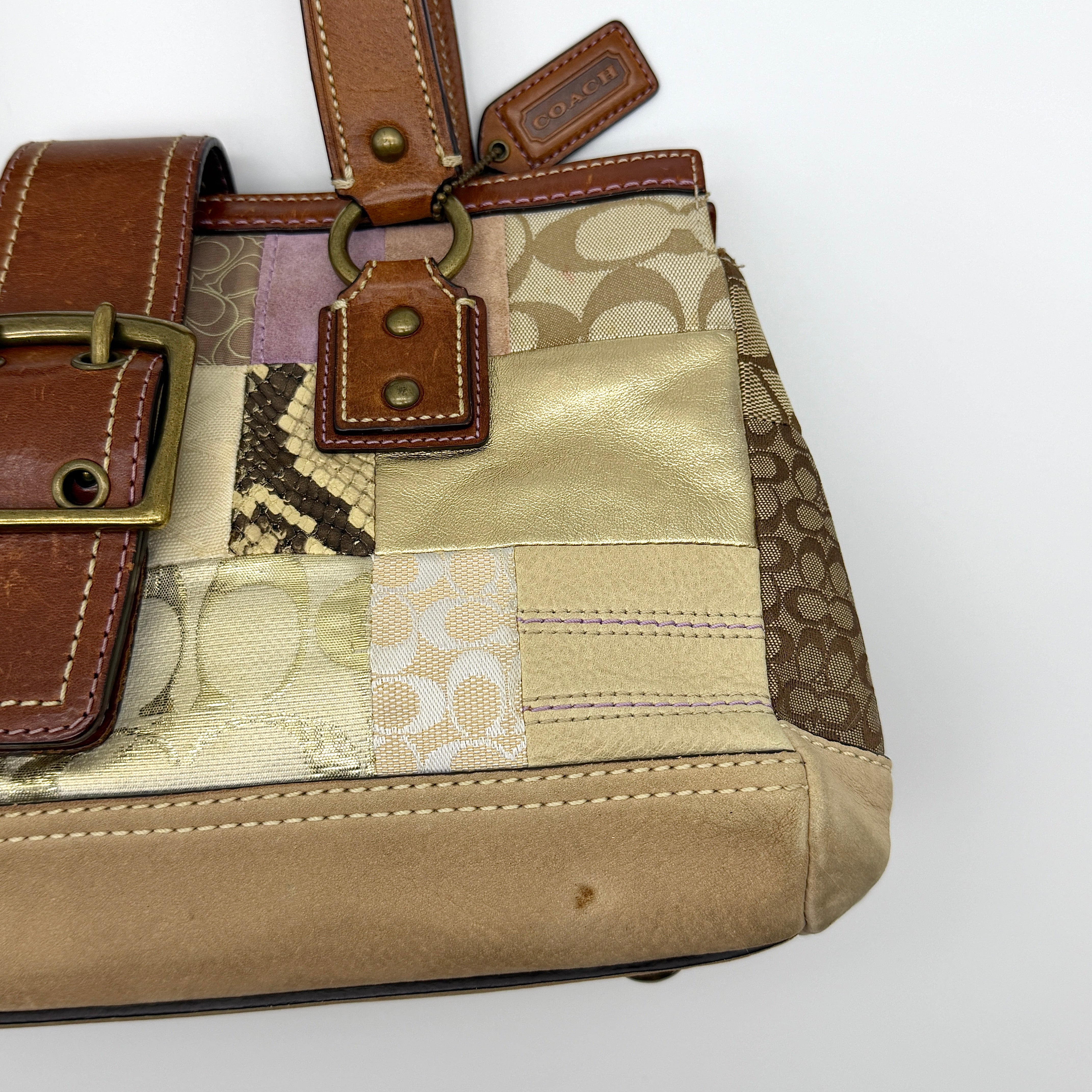 Coach Y2K Signature Soho Patchwork Shoulder Bag Brown/Gold