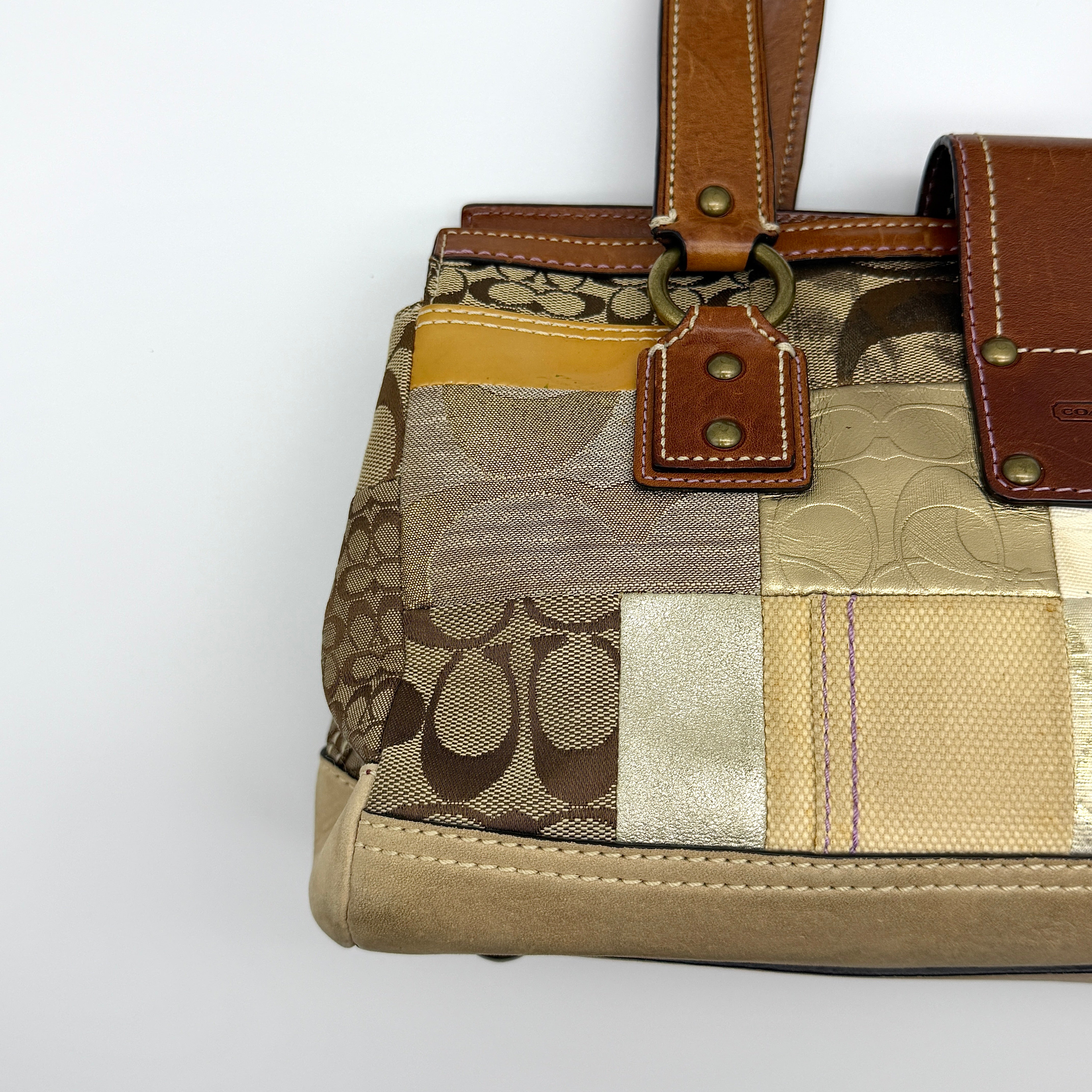 Coach Y2K Signature Soho Patchwork Shoulder Bag Brown/Gold