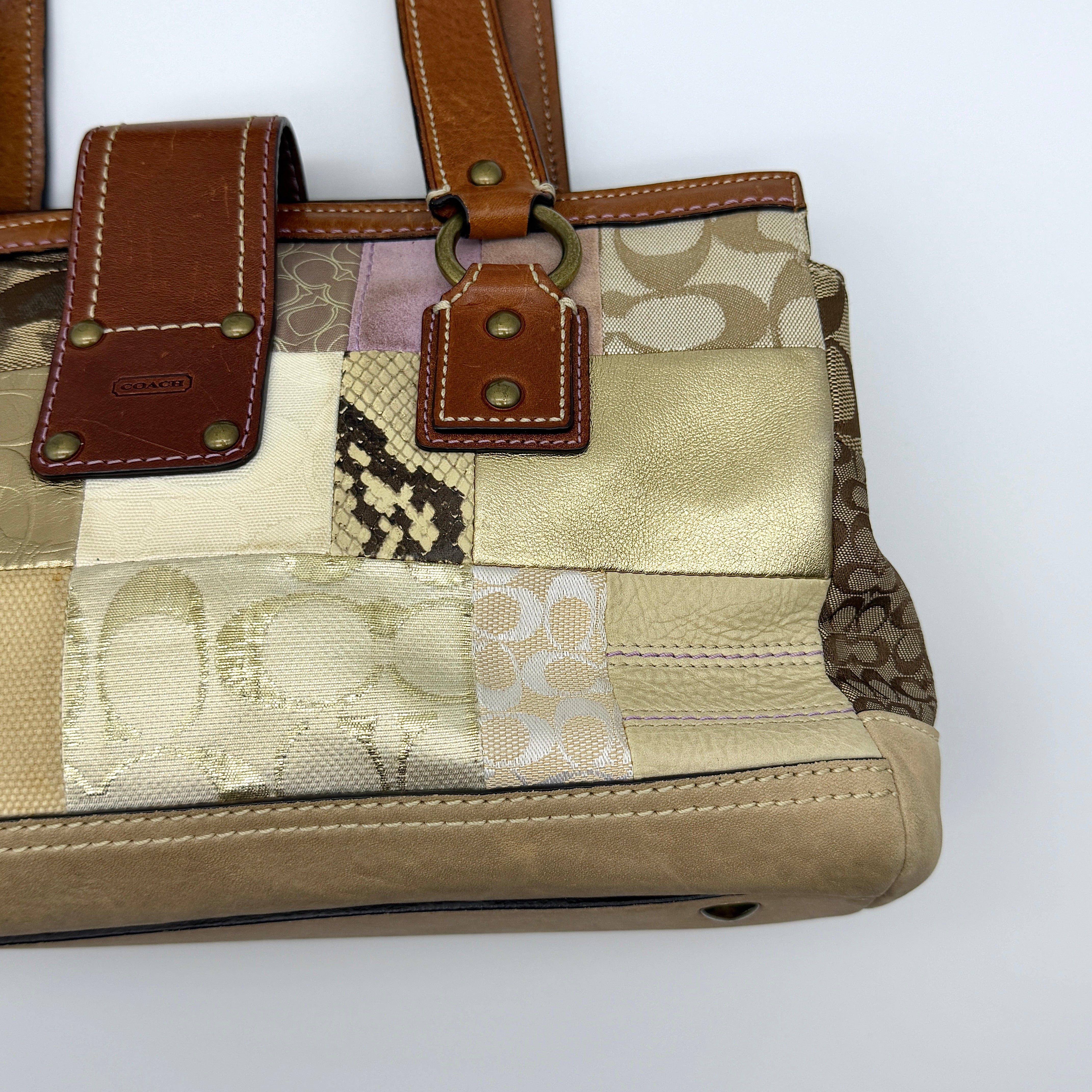 Coach Y2K Signature Soho Patchwork Shoulder Bag Brown/Gold