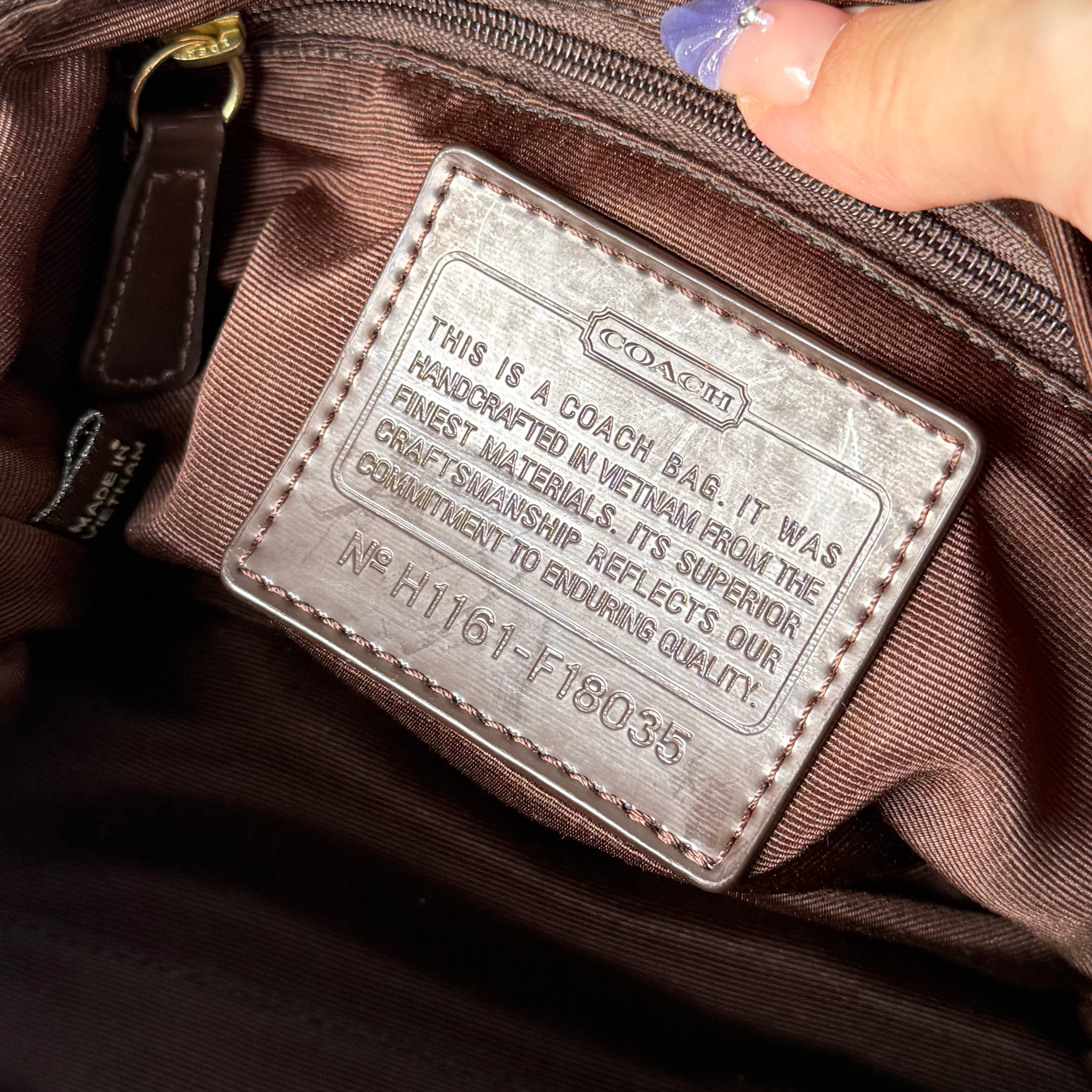 Coach 2Way Signature Stripe Shoulder Bag Brown/Brown