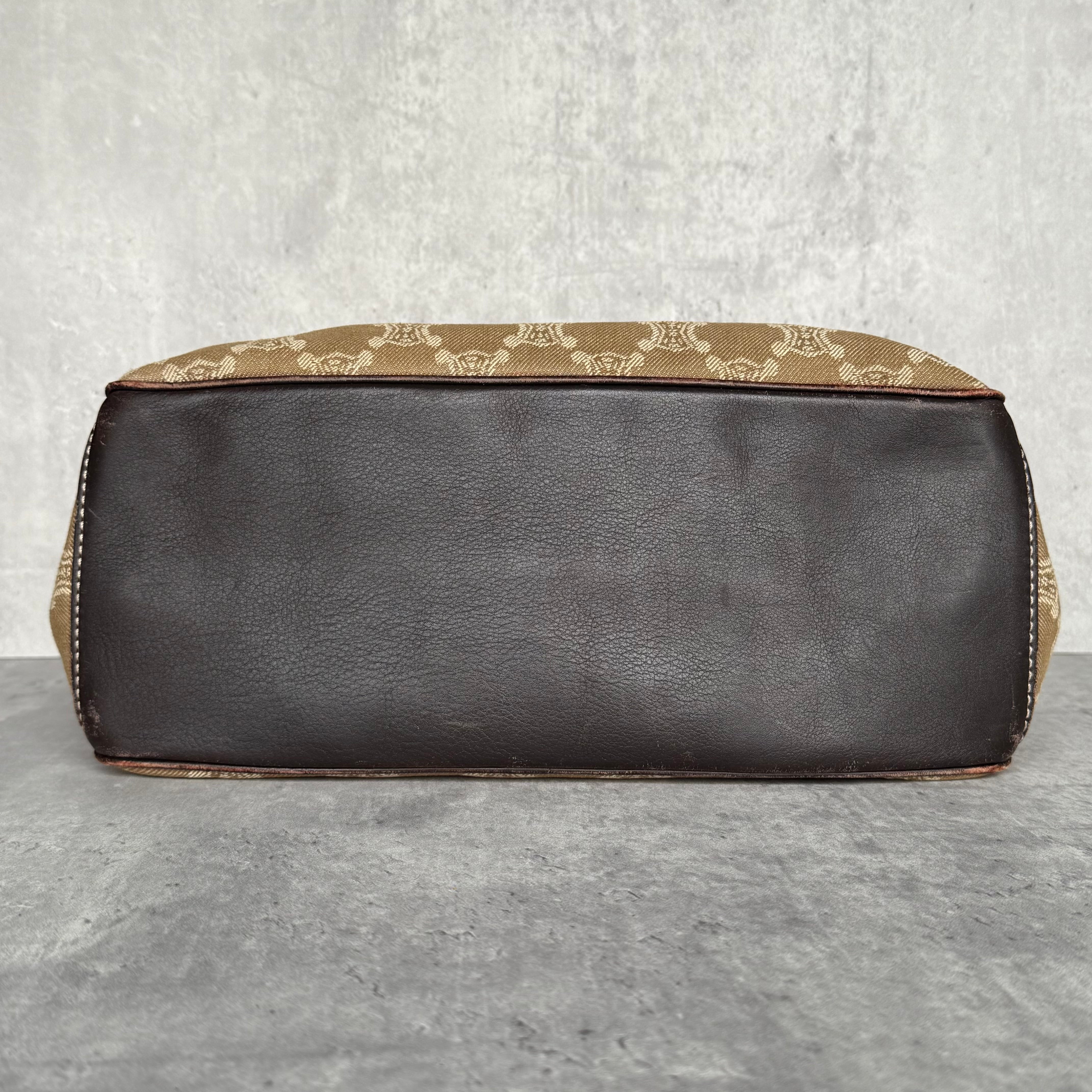 Celine Macadam Boogie Leather Canvas HandBag Beige