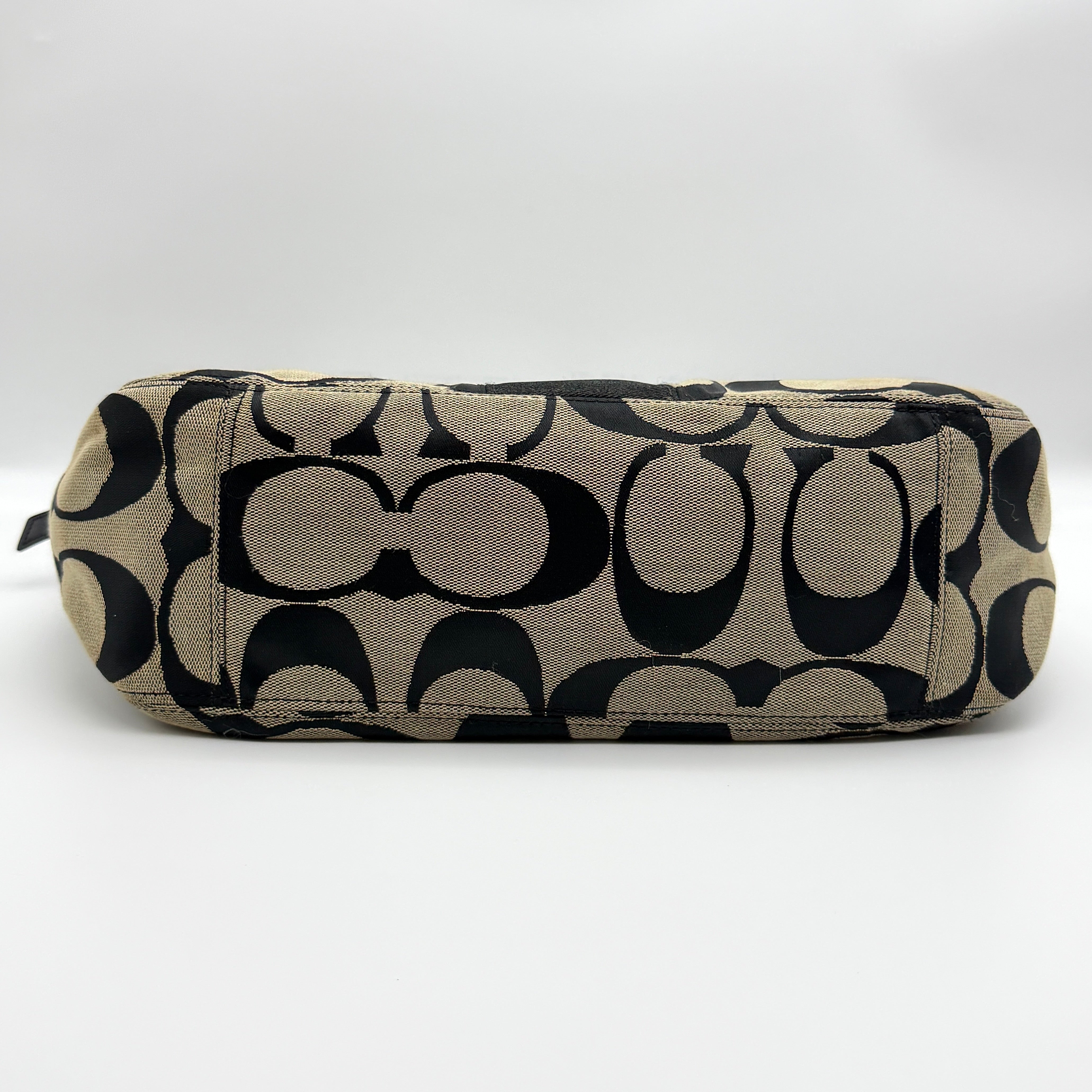 Coach Signature Stripe Shoulder Bag Black/Grey