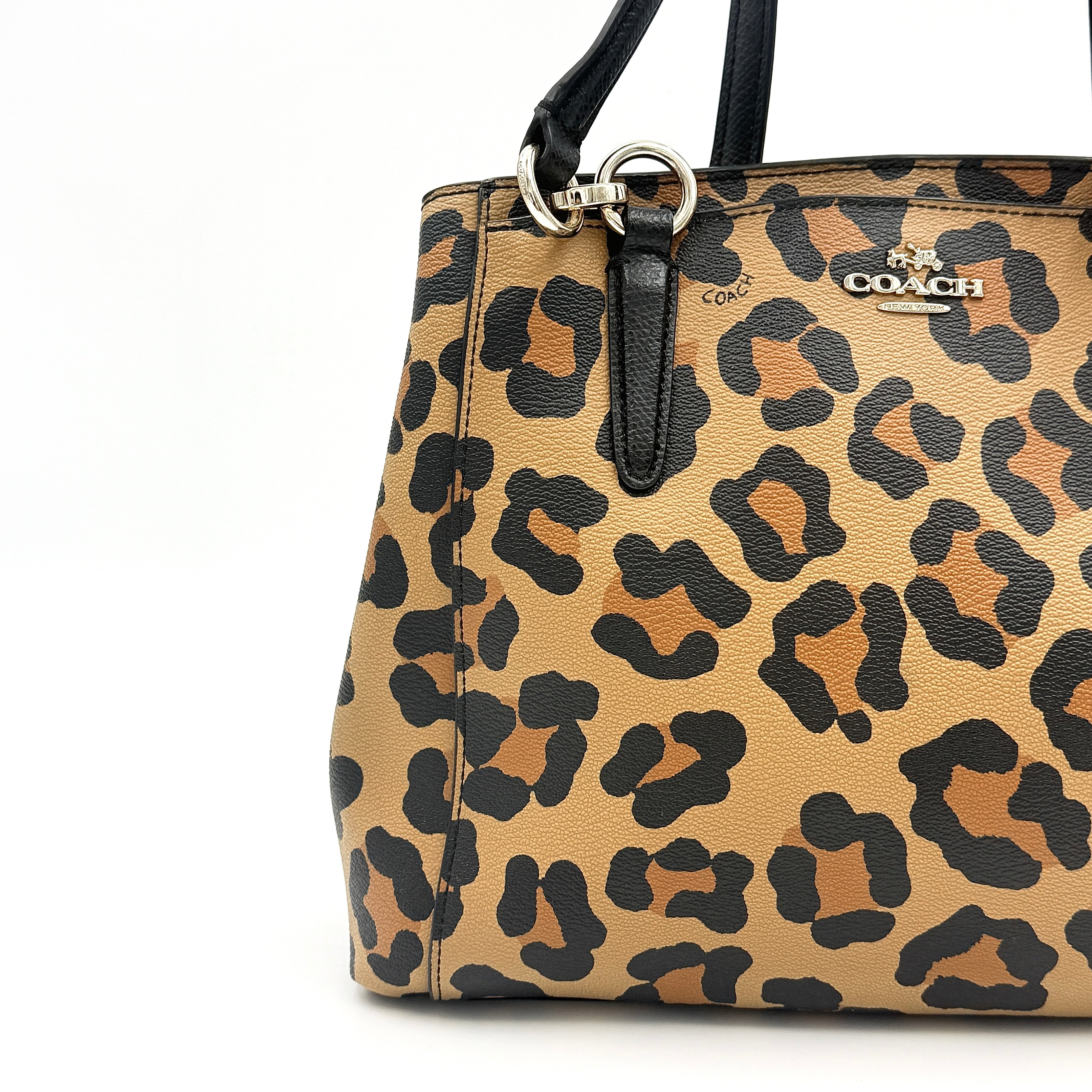 Coach 2Way Signature Leopard Christie Carryall Shoulder Bag Brown/Black